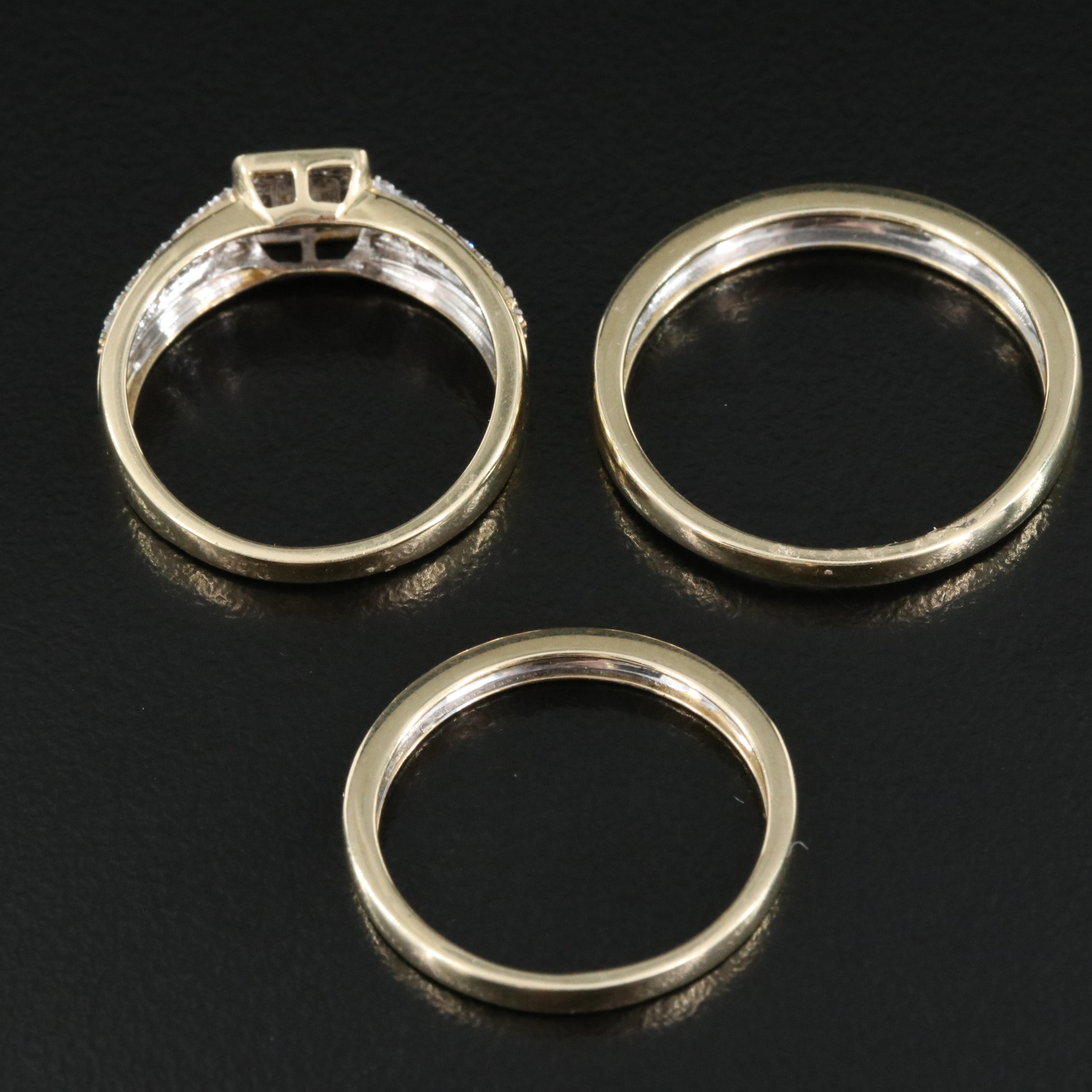 10K 0.35 CTW Diamond Ring and Bands Set