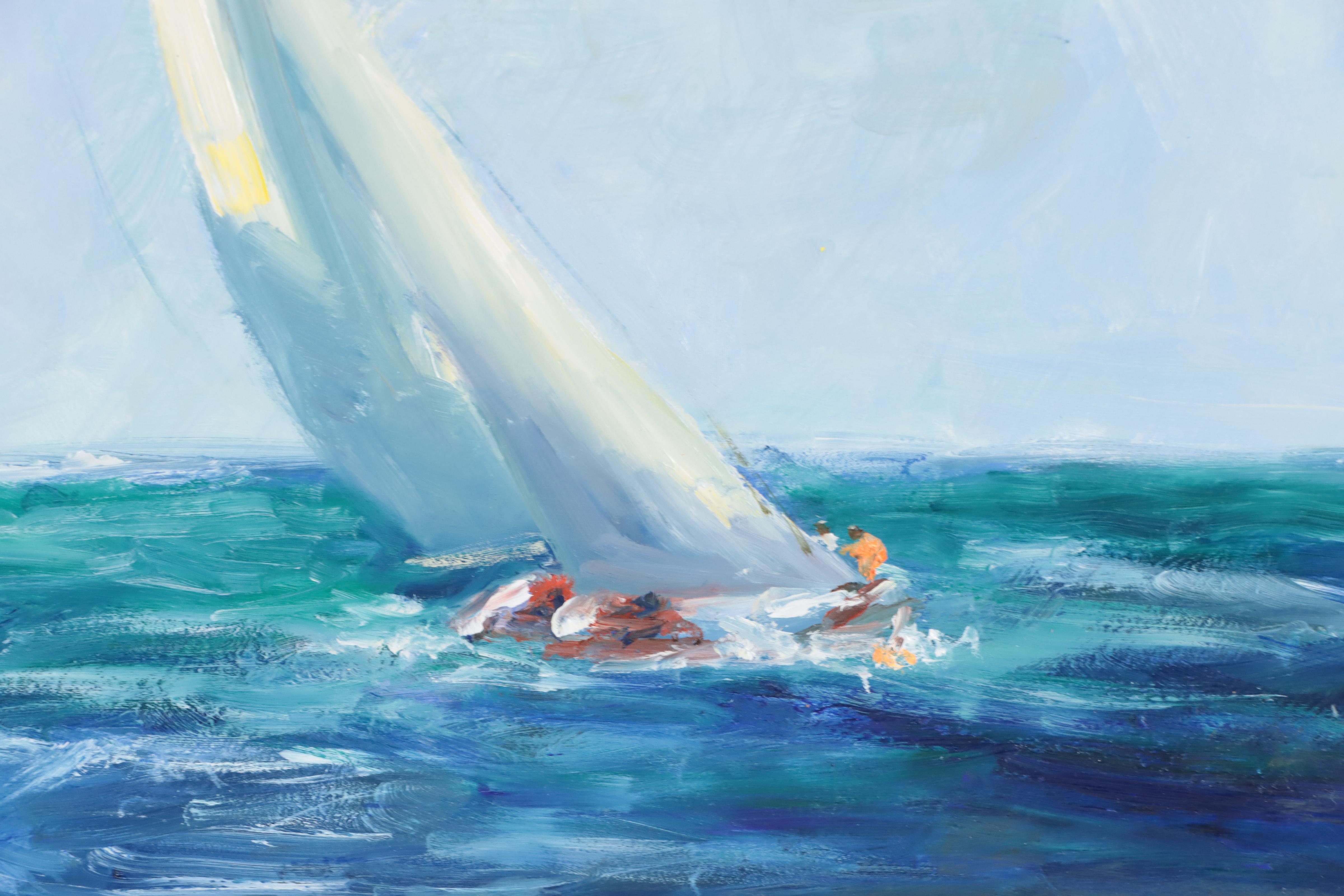 Nino Pippa Oil Painting "Sailboats - Off the Normandy Coast," 2018