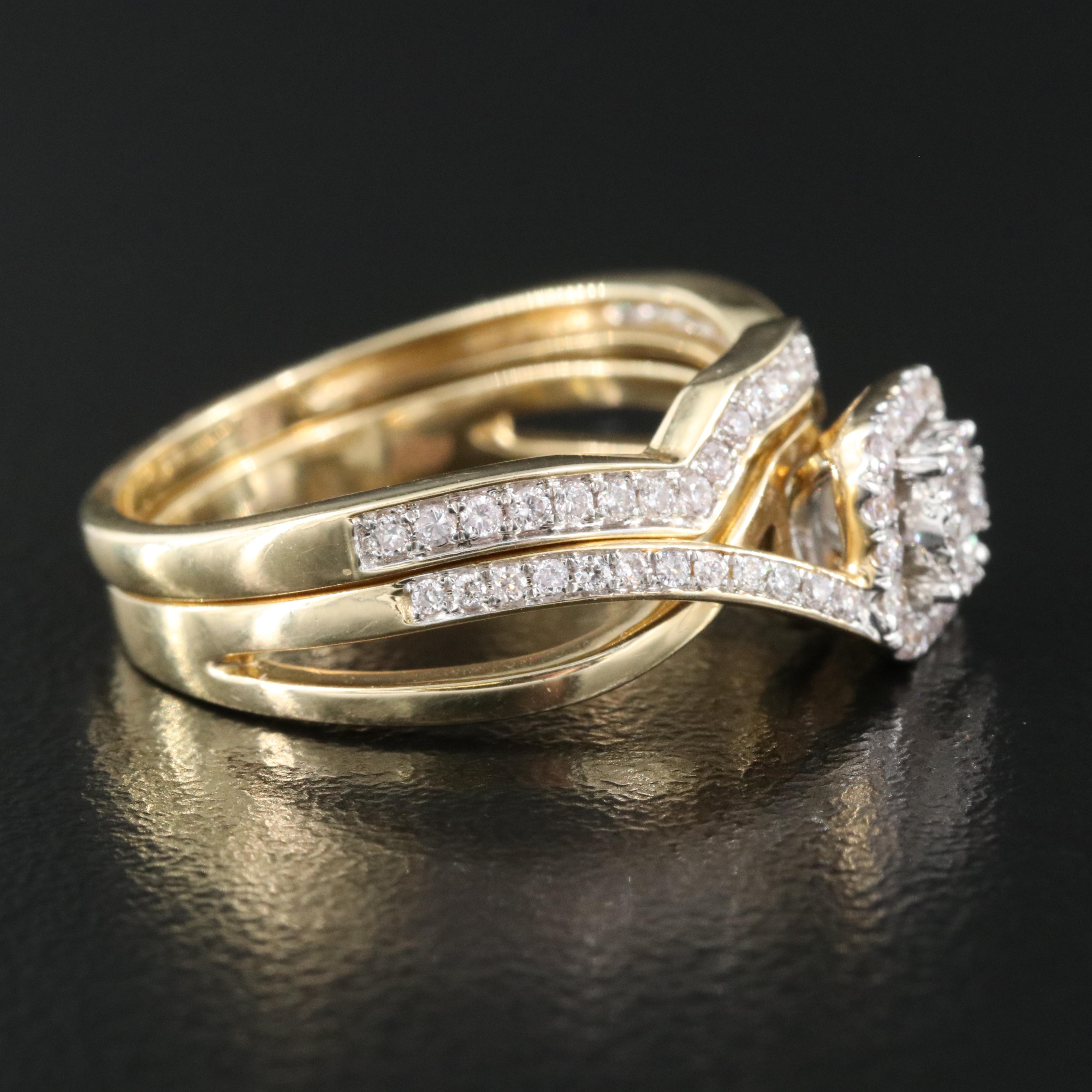 14K 0.46 CTW Diamond Ring and Contoured Shadow Band