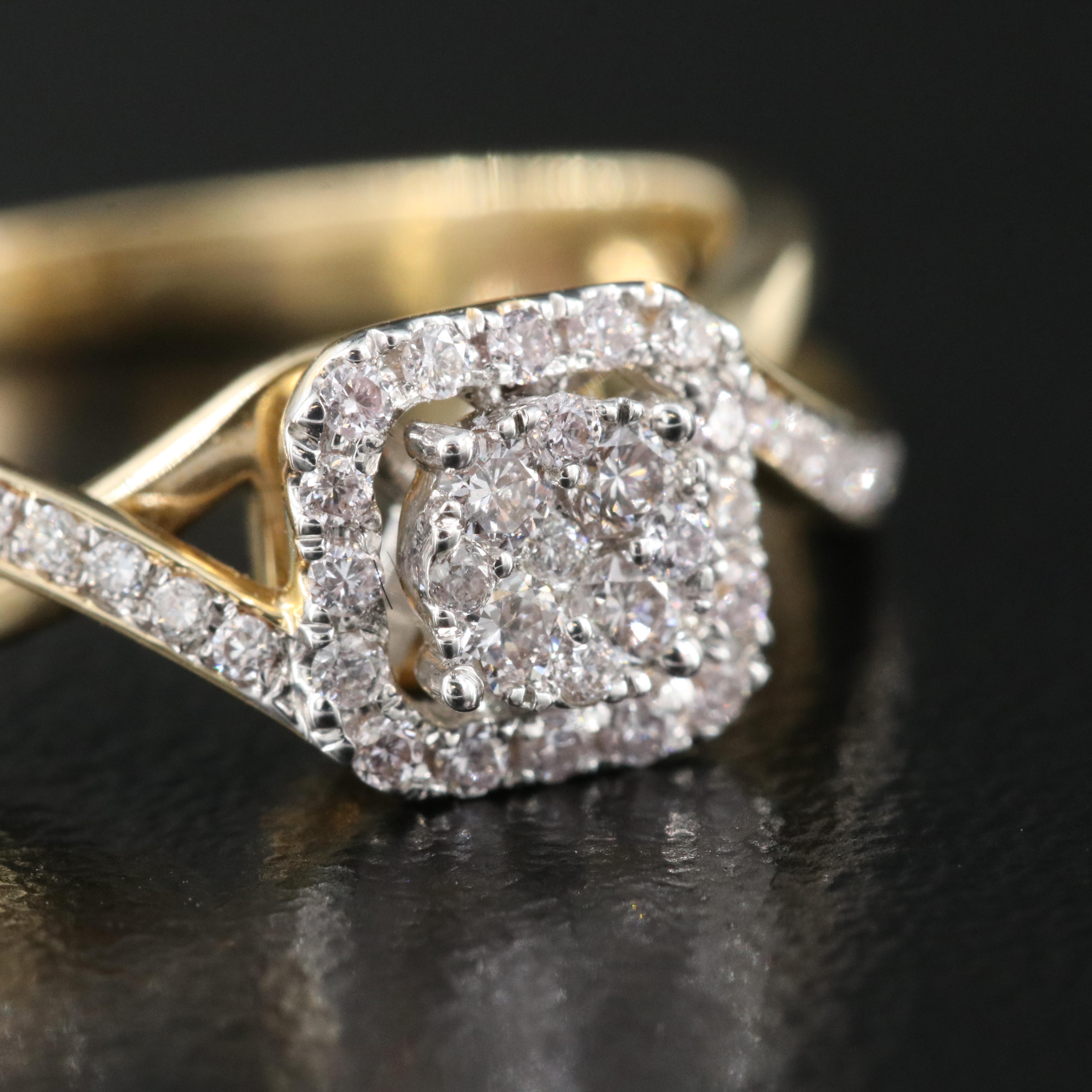 14K 0.46 CTW Diamond Ring and Contoured Shadow Band