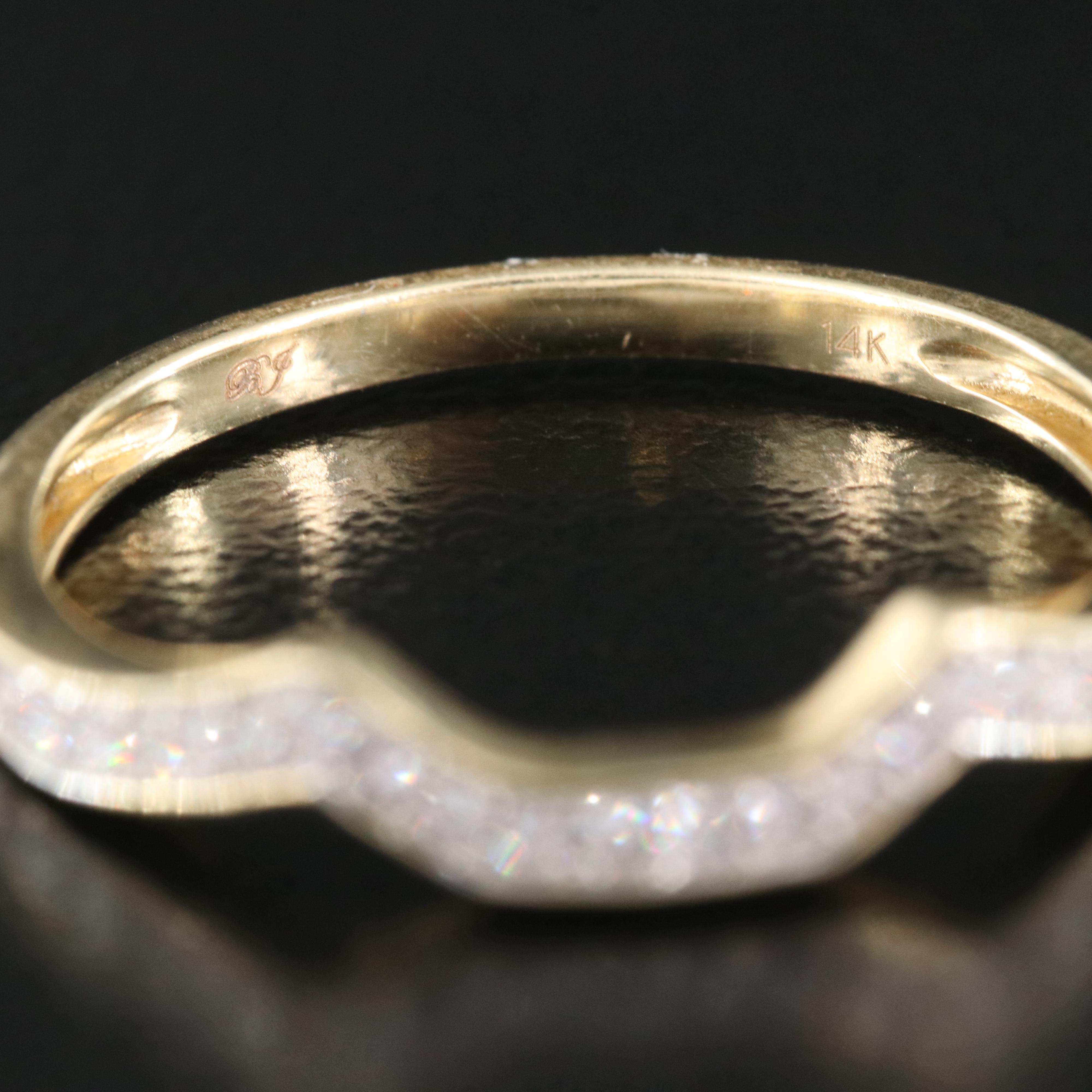14K 0.46 CTW Diamond Ring and Contoured Shadow Band