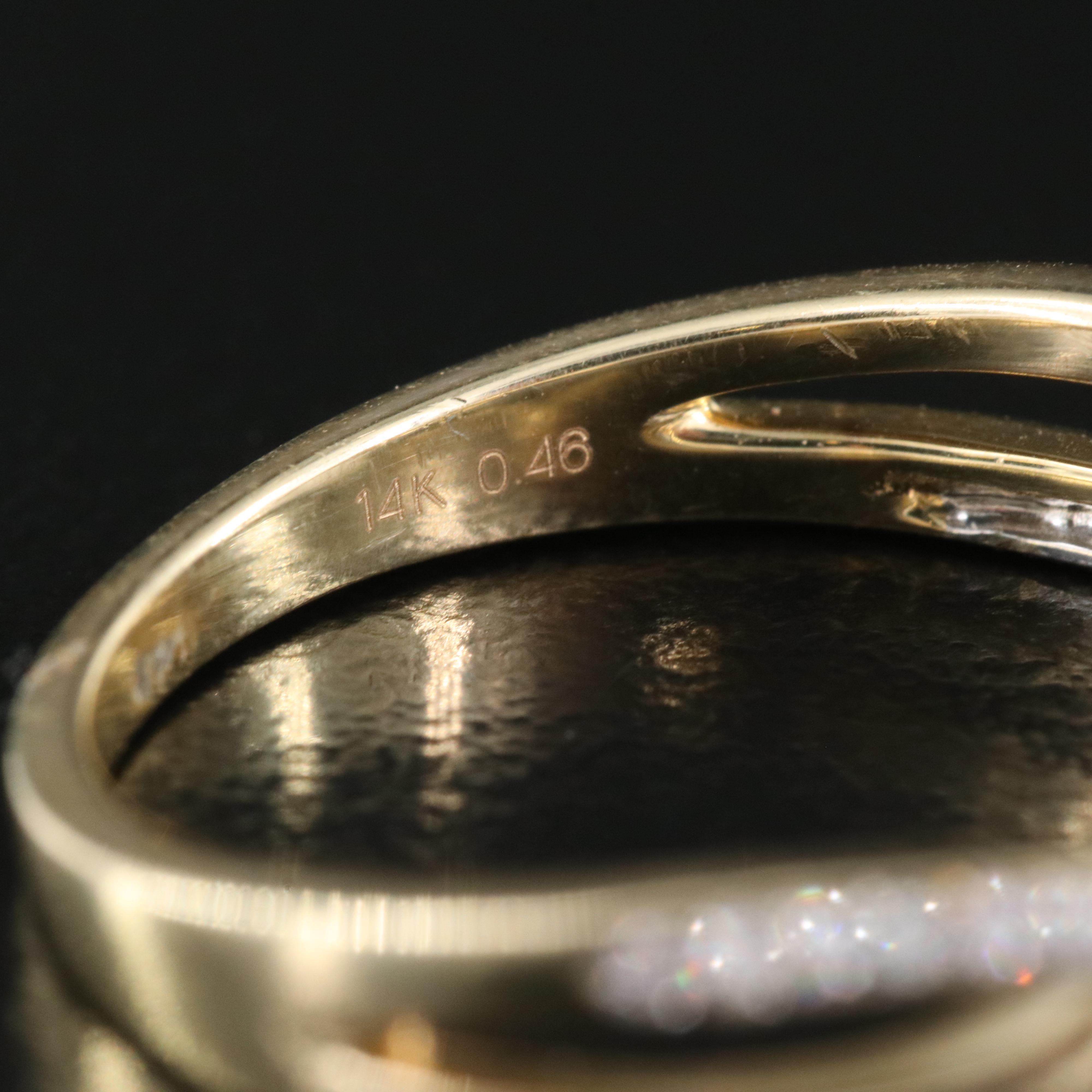 14K 0.46 CTW Diamond Ring and Contoured Shadow Band