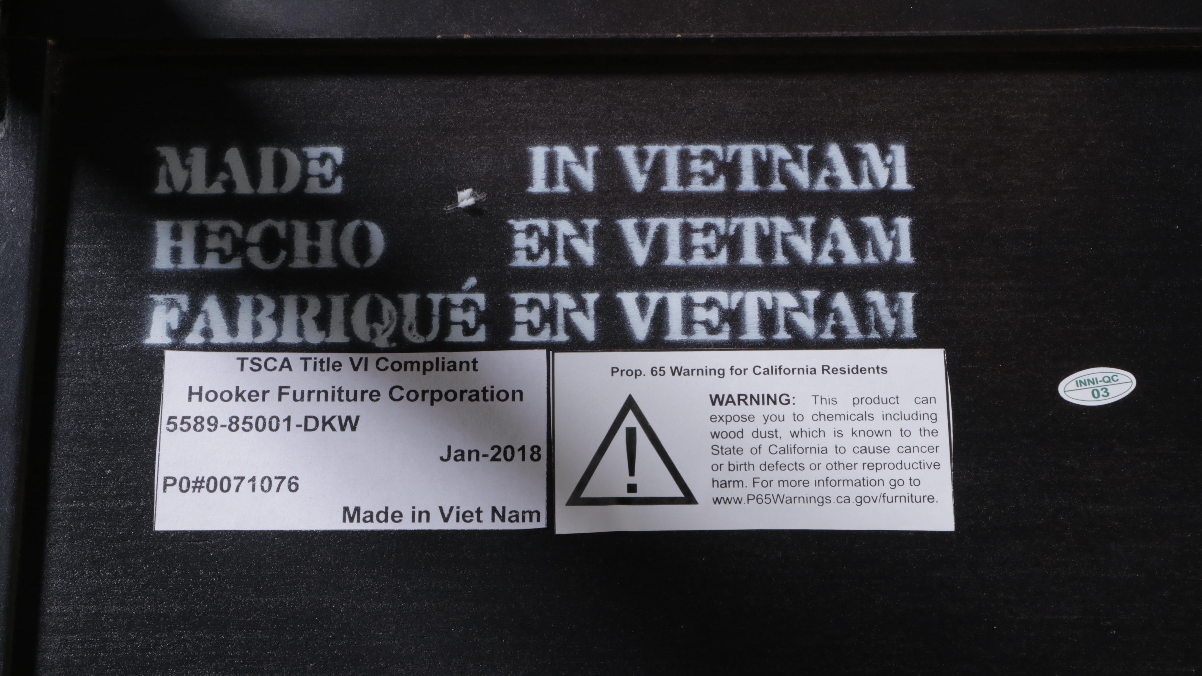 Hooker Furniture Acacia-Veneered, Metal, and Resin"Skinny" Console Table