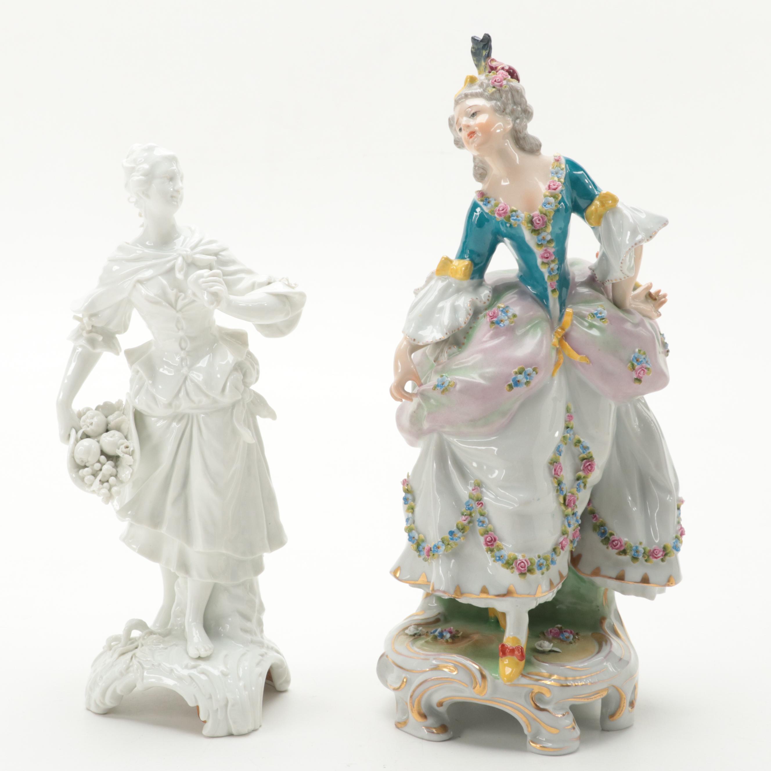 KPM Blanc de Chine with E & A Müller and Other Dresden Lace Figurines