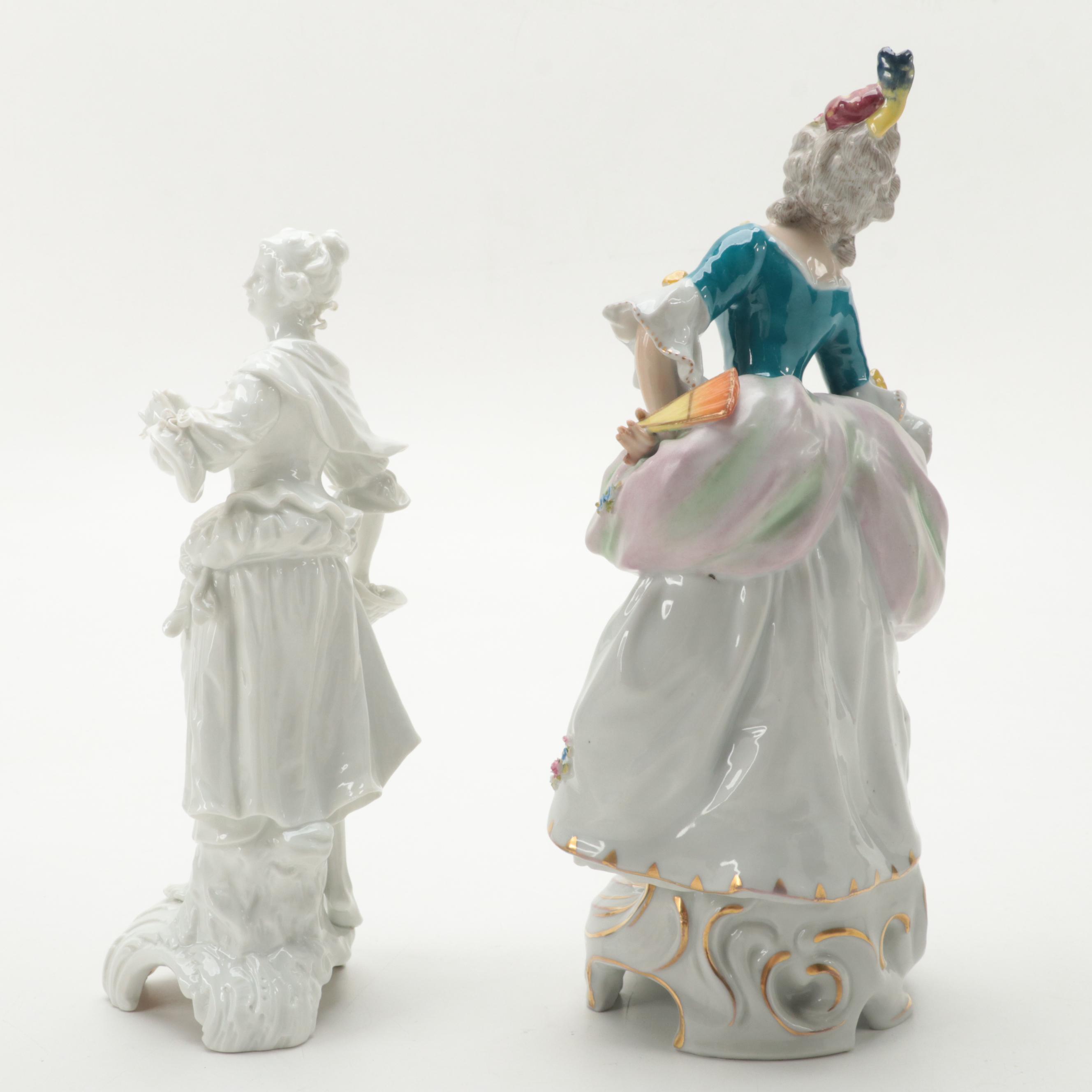 KPM Blanc de Chine with E & A Müller and Other Dresden Lace Figurines