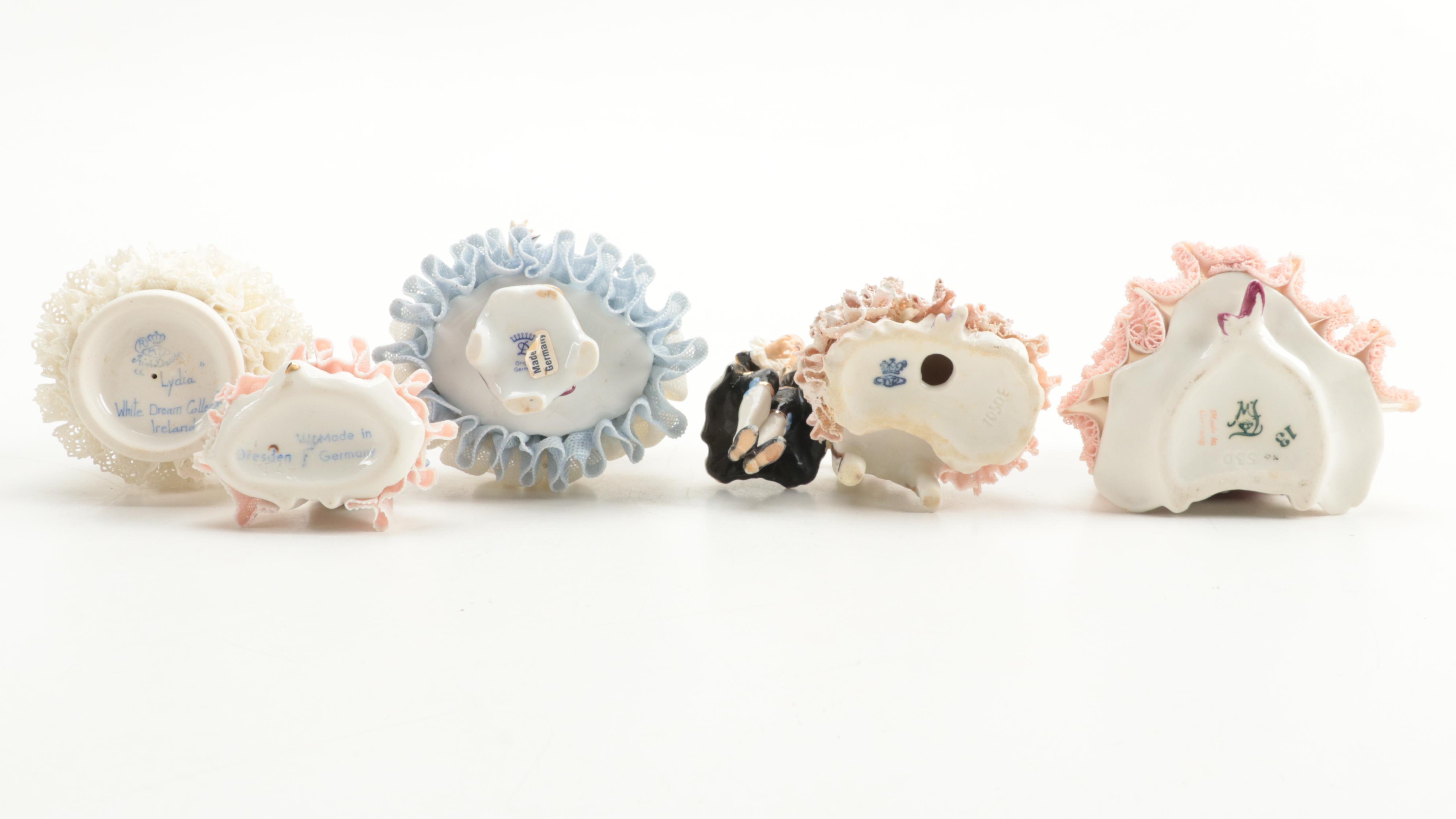 KPM Blanc de Chine with E & A Müller and Other Dresden Lace Figurines