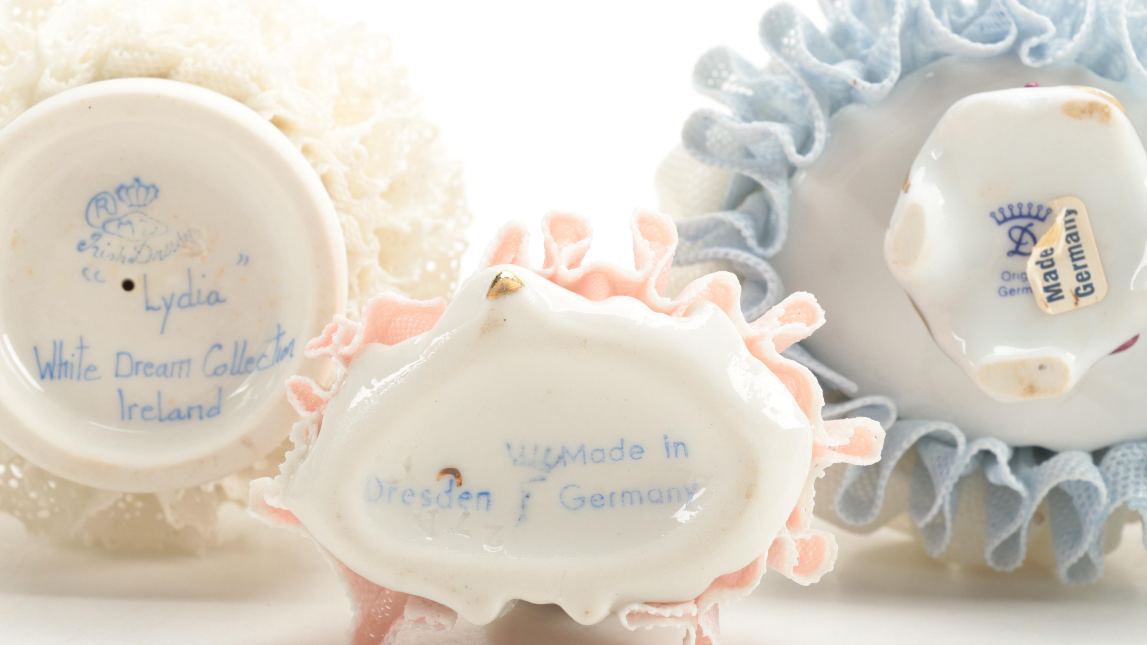 KPM Blanc de Chine with E & A Müller and Other Dresden Lace Figurines