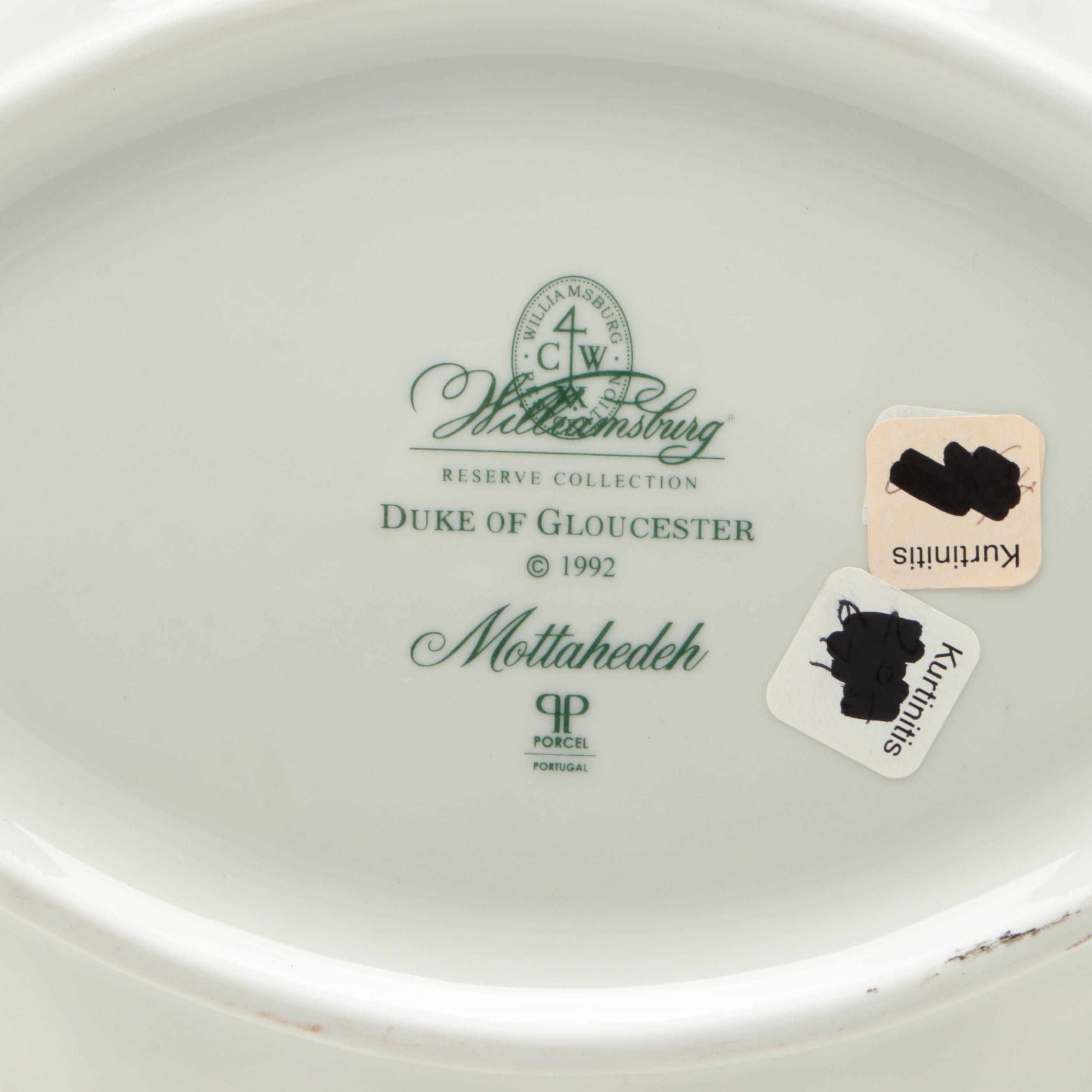 Mottahedeh Williamsburg "Duke of Gloucester" and Chatsworth "Castle Rose" Dishes