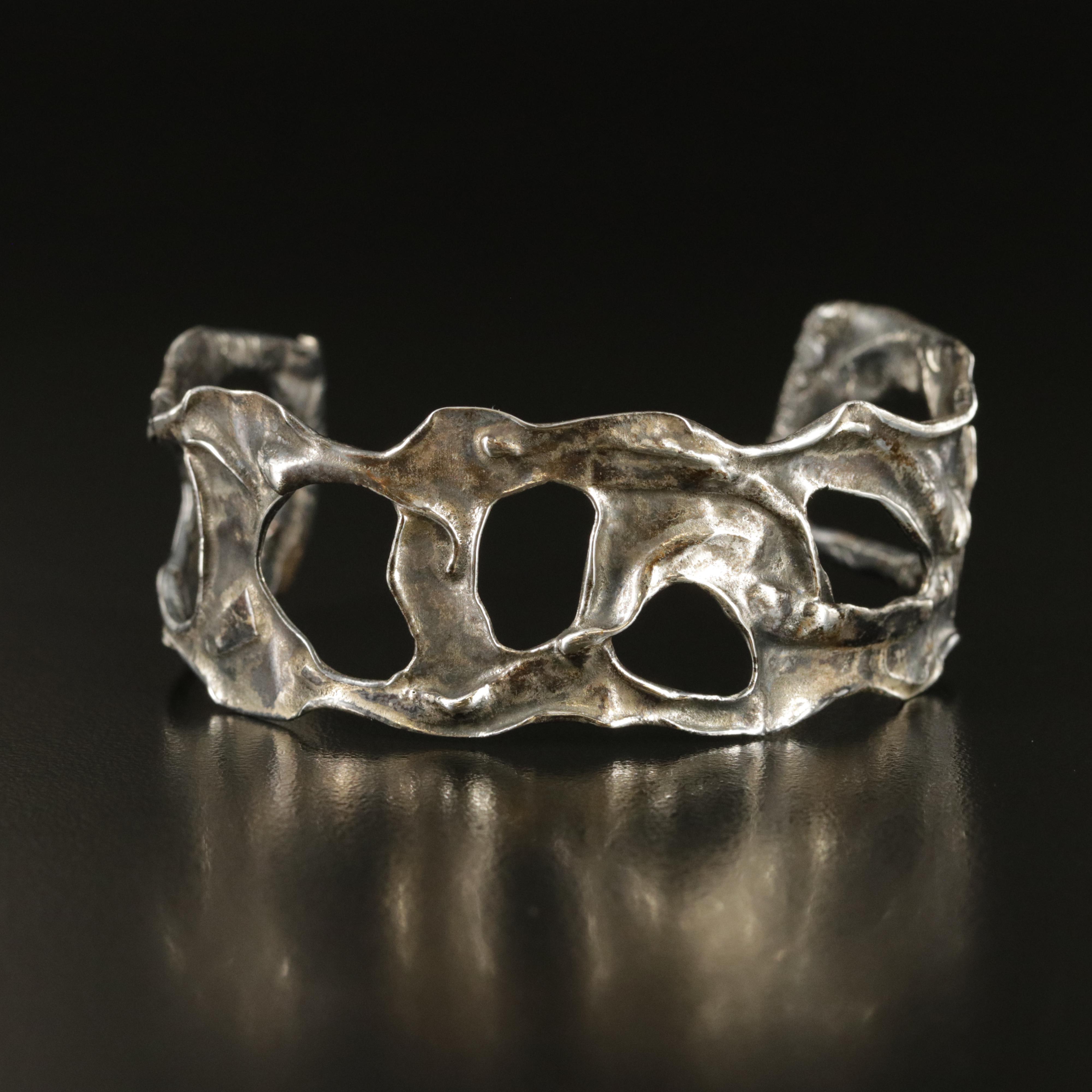 Brutalist Style Sterling Cuff