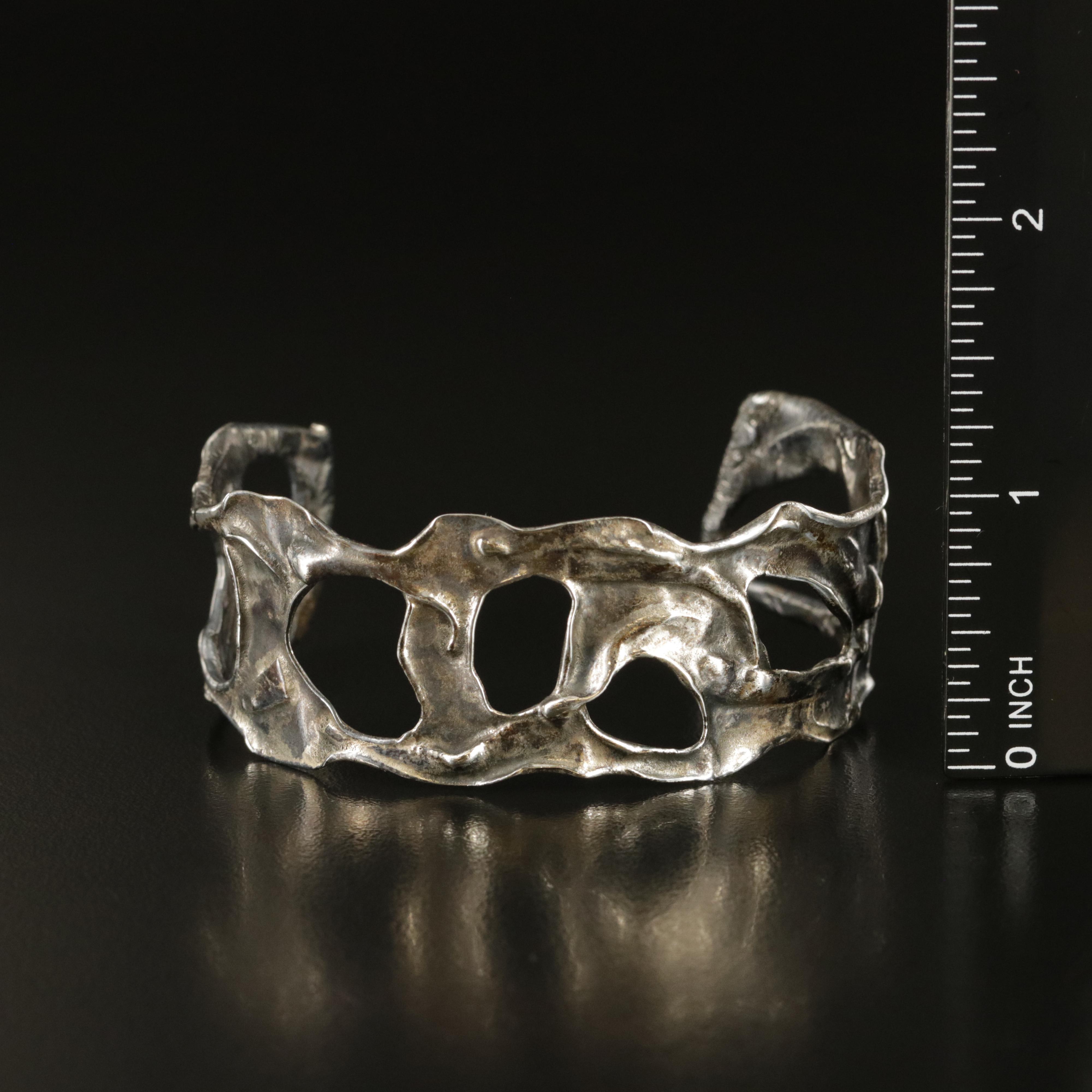 Brutalist Style Sterling Cuff