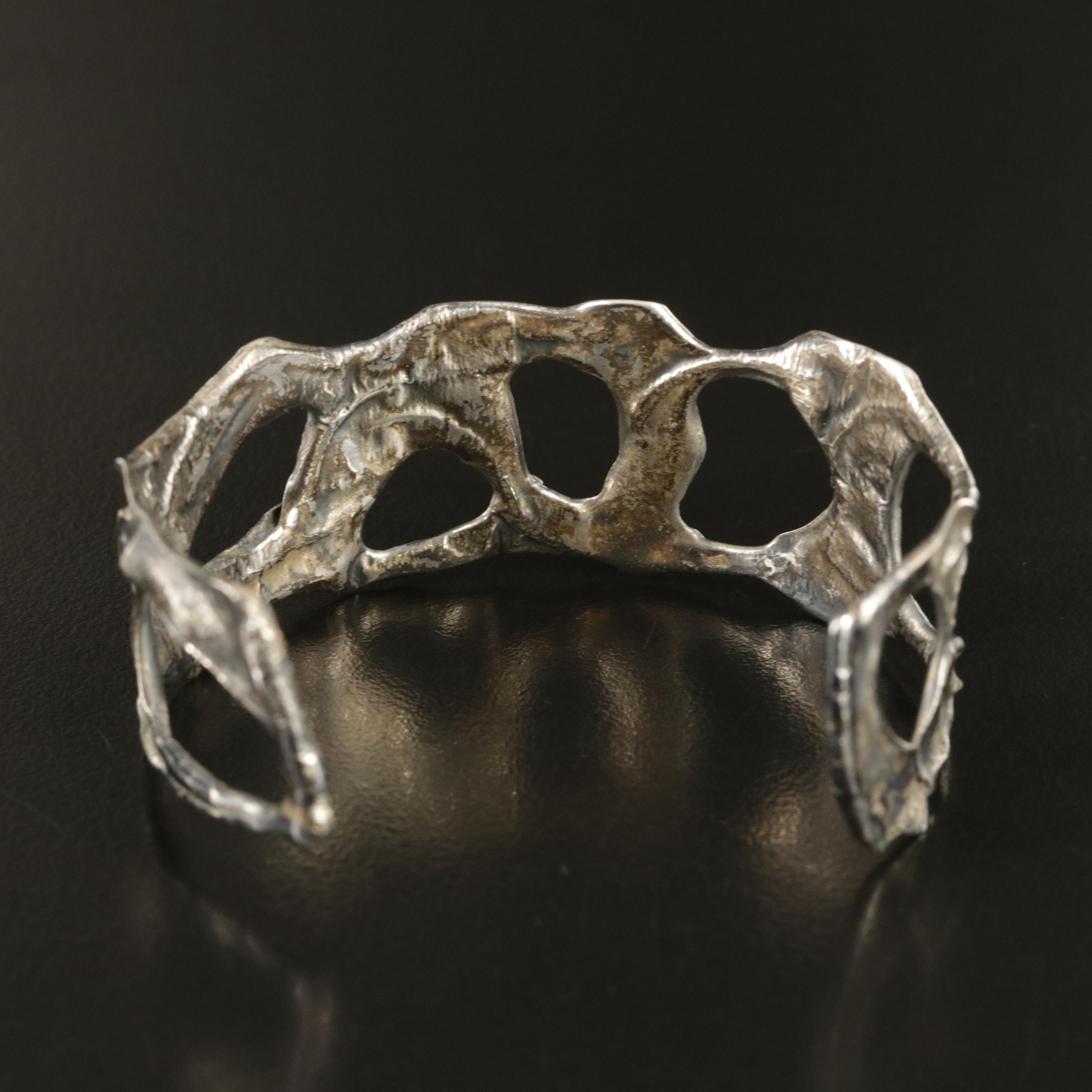 Brutalist Style Sterling Cuff