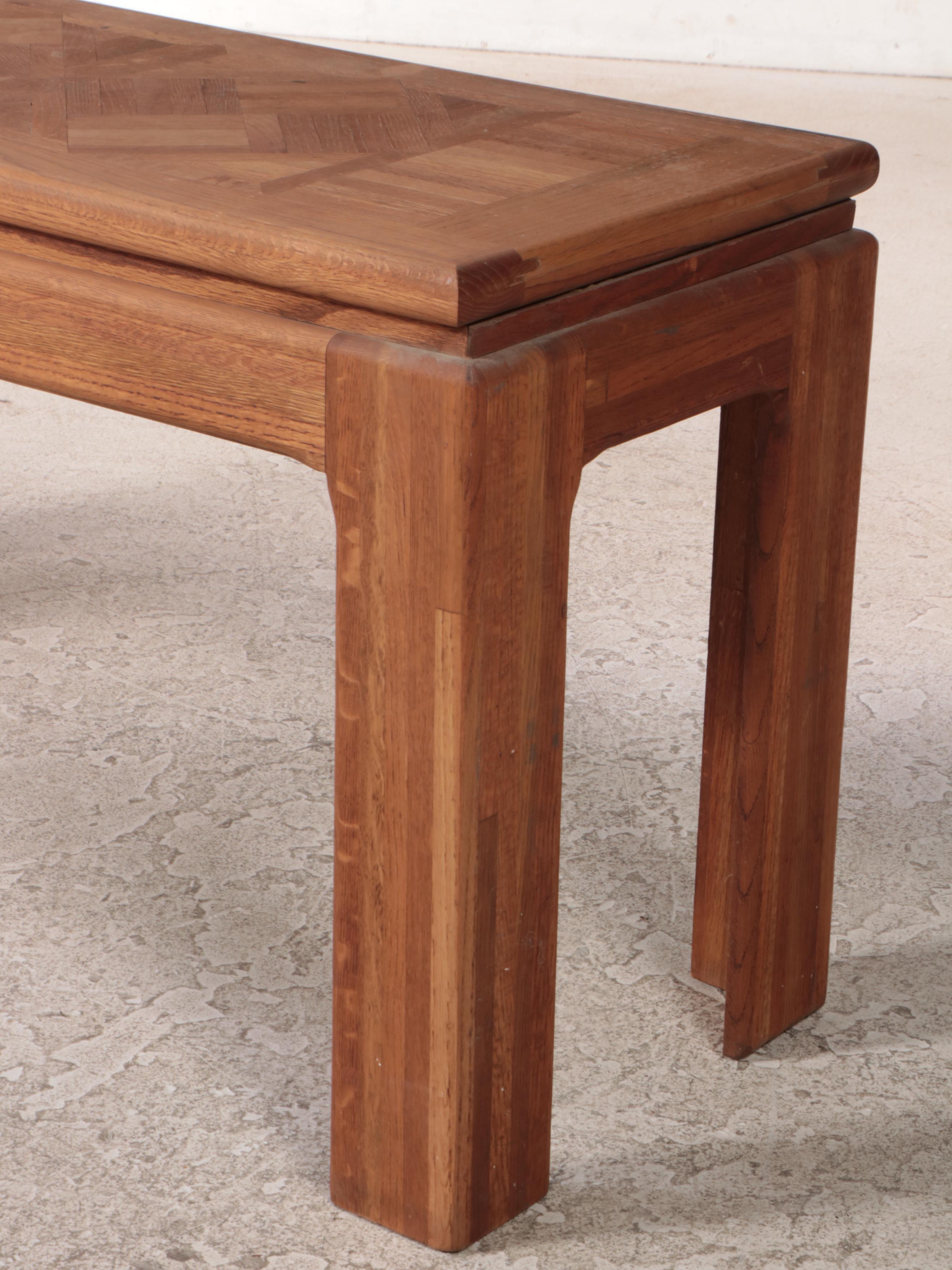 Modernist Oak and Parquetry Sofa Table, Late 20th Century