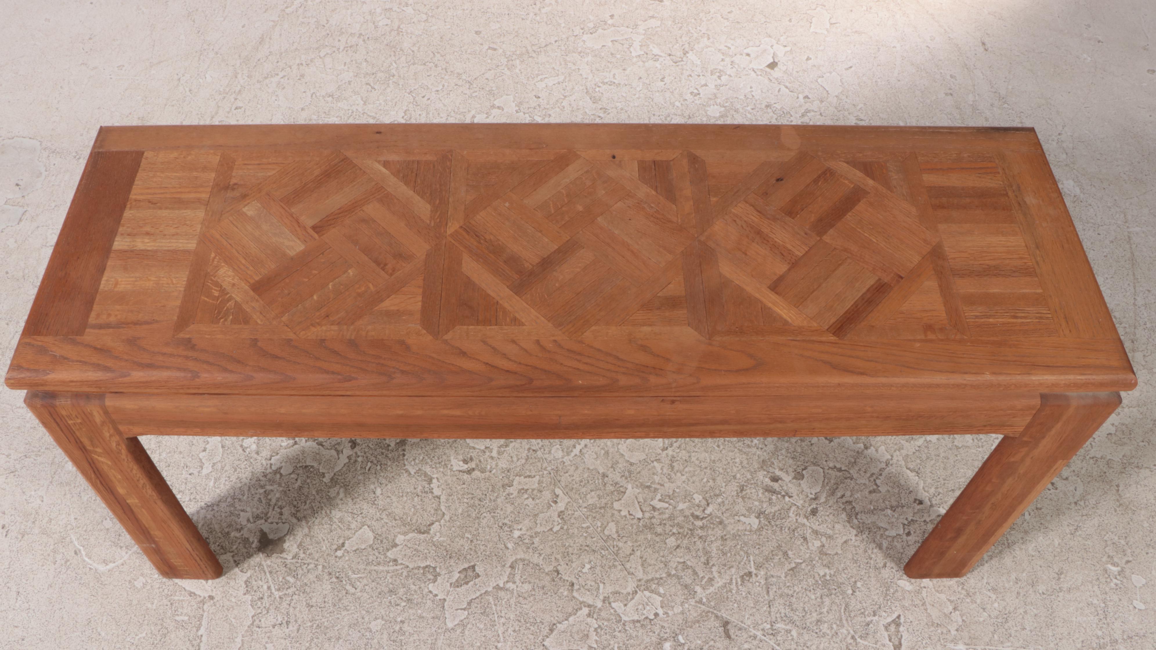 Modernist Oak and Parquetry Sofa Table, Late 20th Century