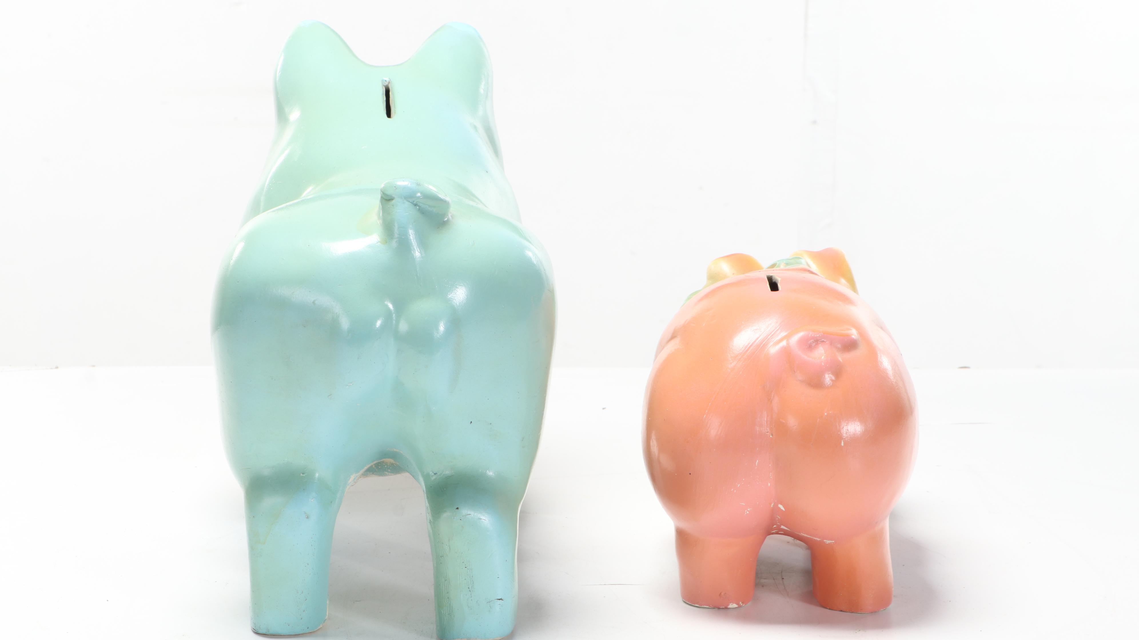 GMG Art & Novelty Company Chalkware Piggy Banks, Mid-20th Century
