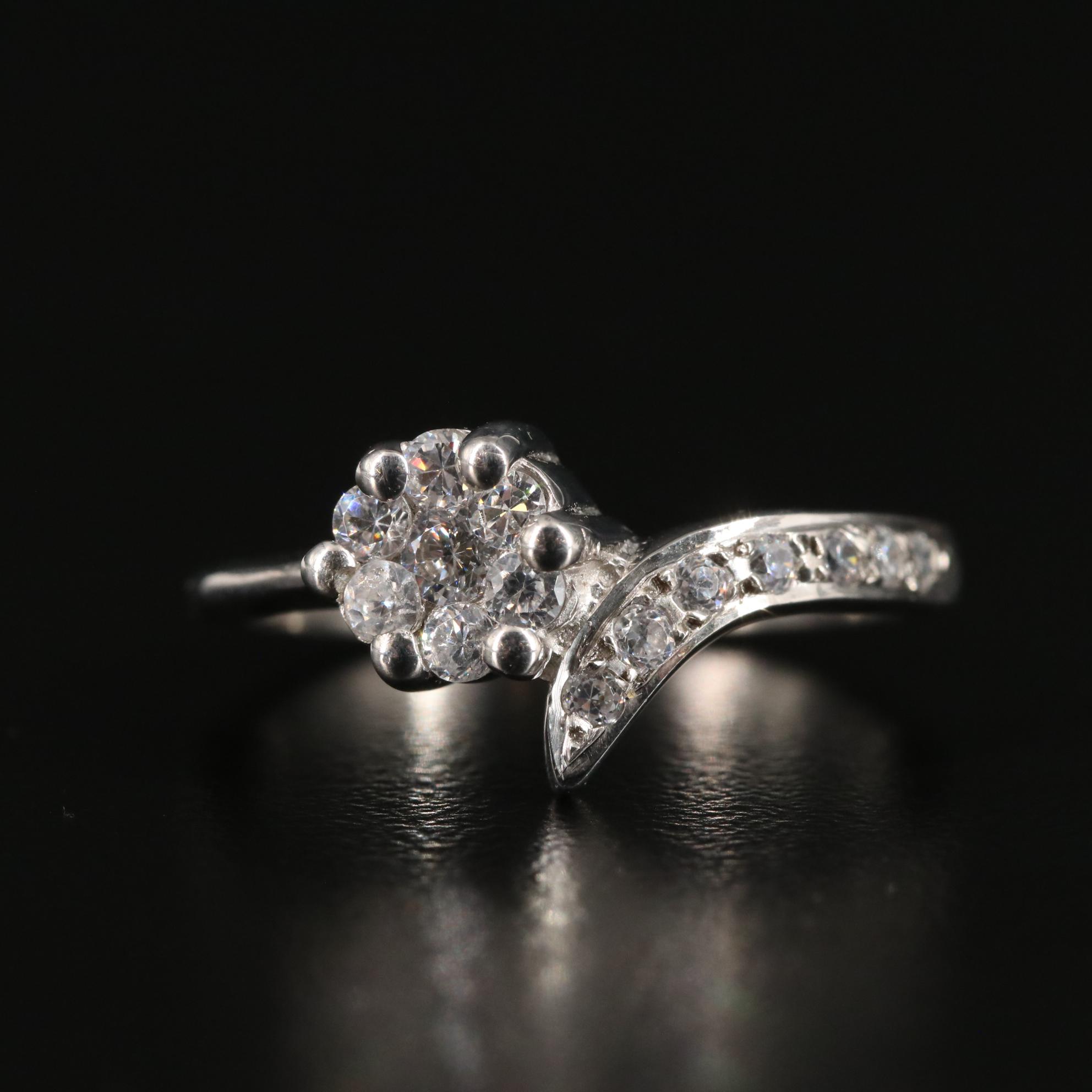 Sterling Cubic Zirconia Cluster Ring