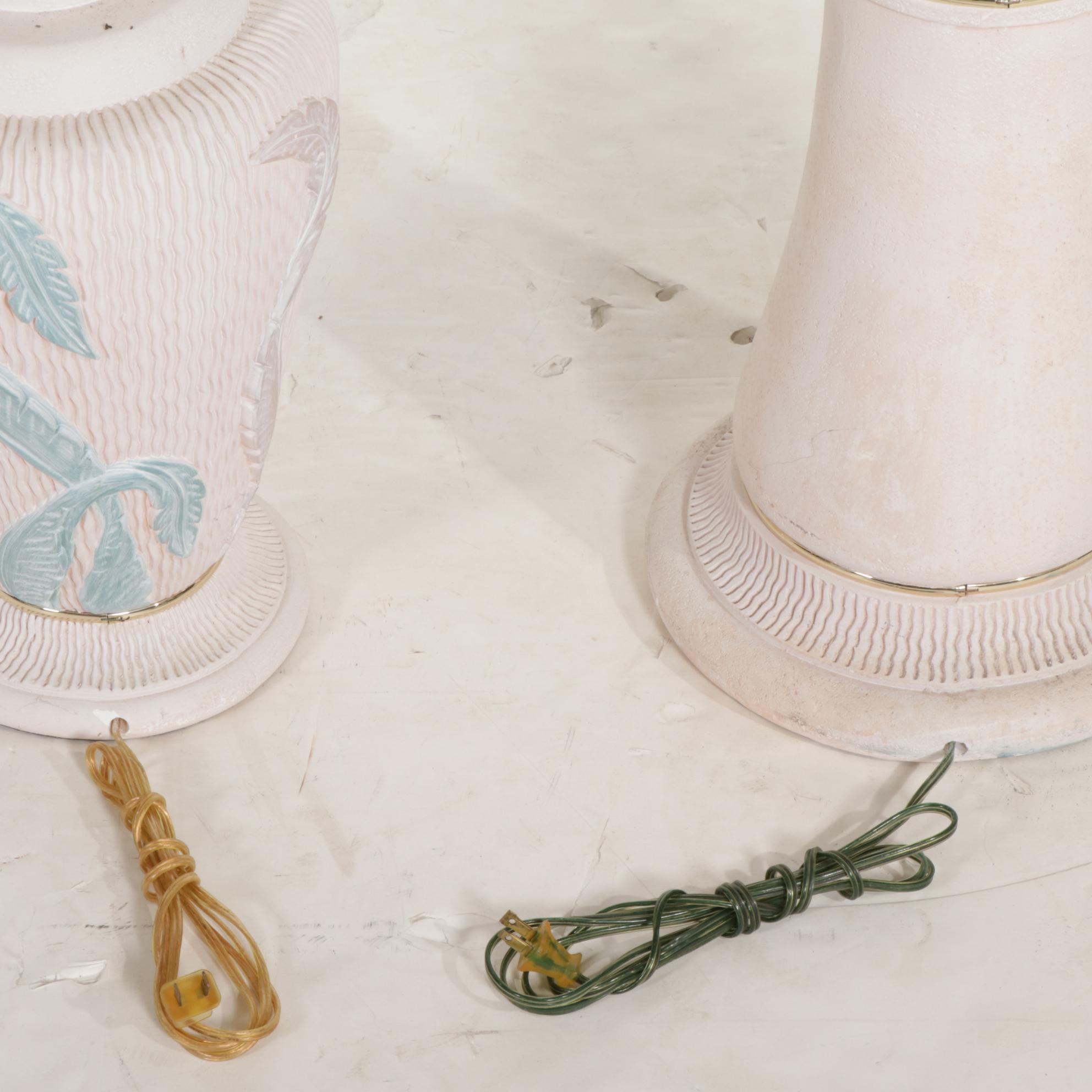 Artmaster Cast Plaster Fern-Patterned Floor and Table Lamps