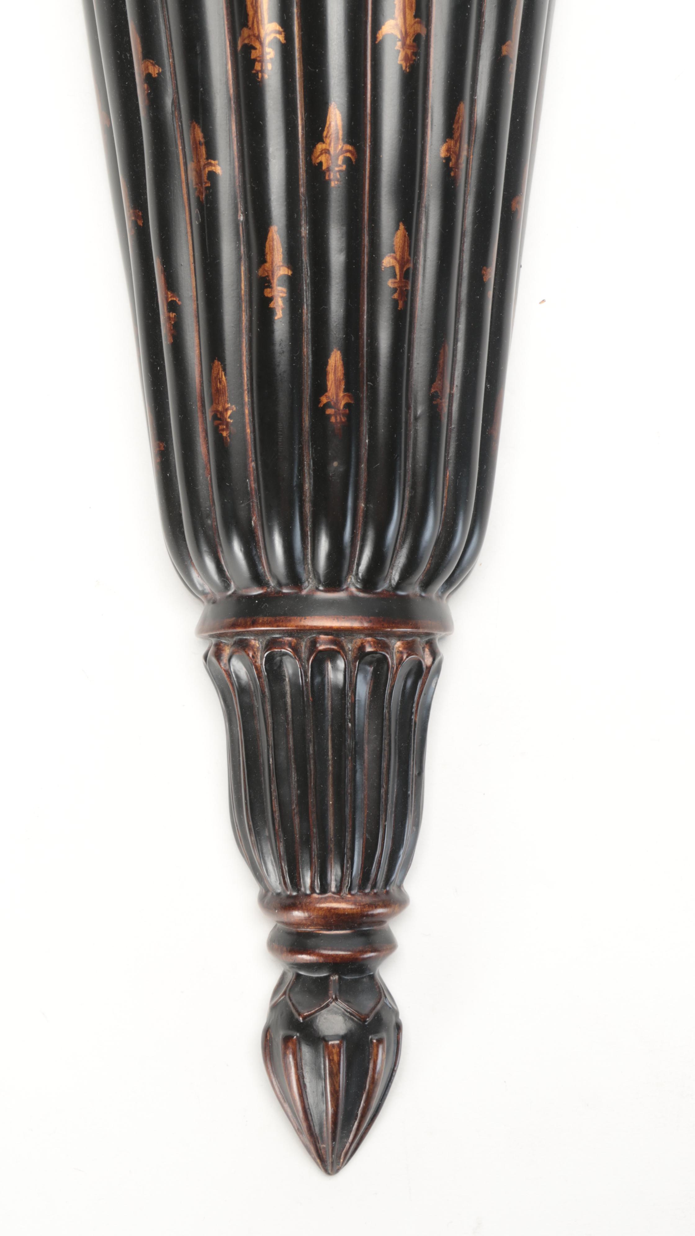 Pair of Tall Fleur-de-Lys Wall Pocket Planters