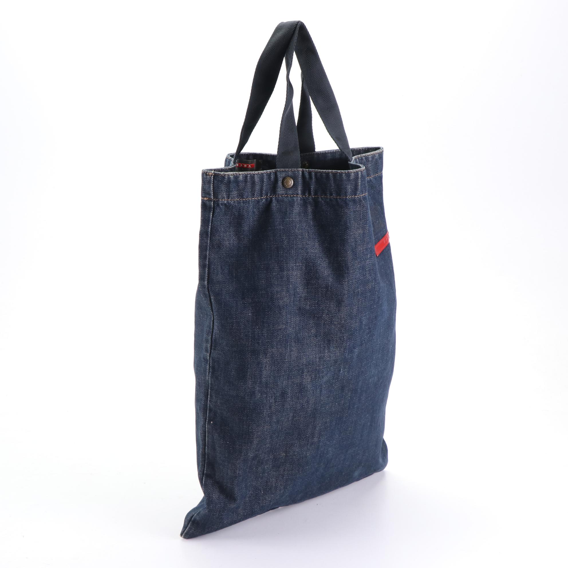 Prada Linea Rossa Sports Tote Bag in Blue Denim