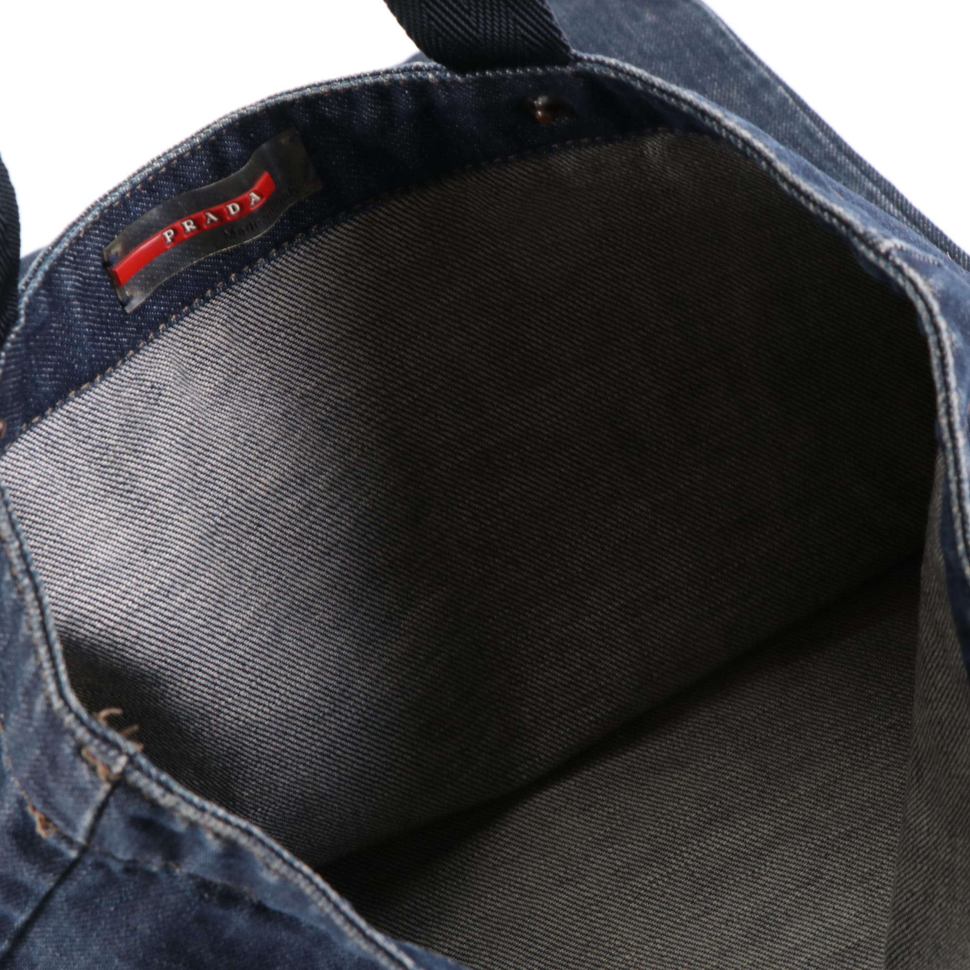 Prada Linea Rossa Sports Tote Bag in Blue Denim