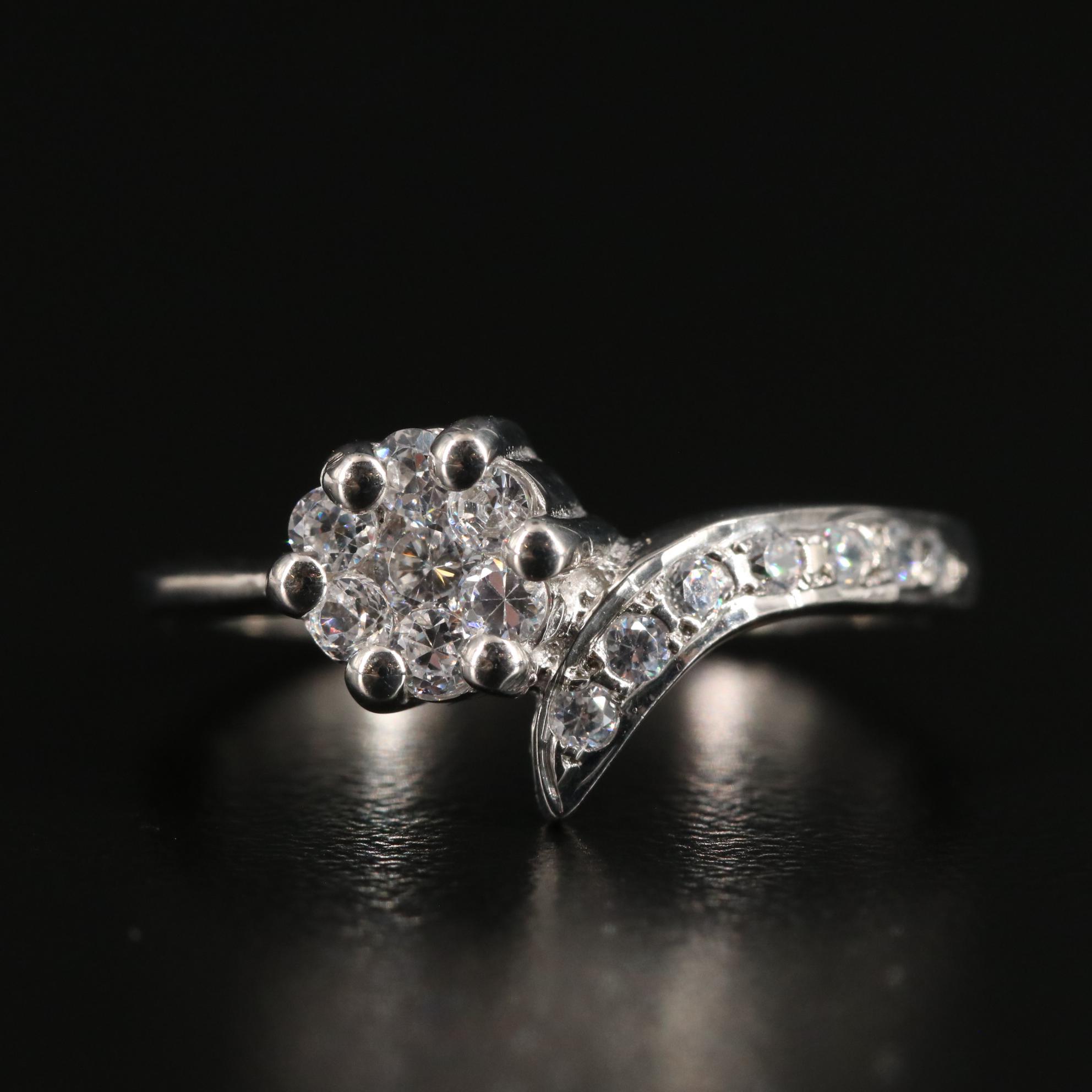Sterling Cubic Zirconia Cluster Ring