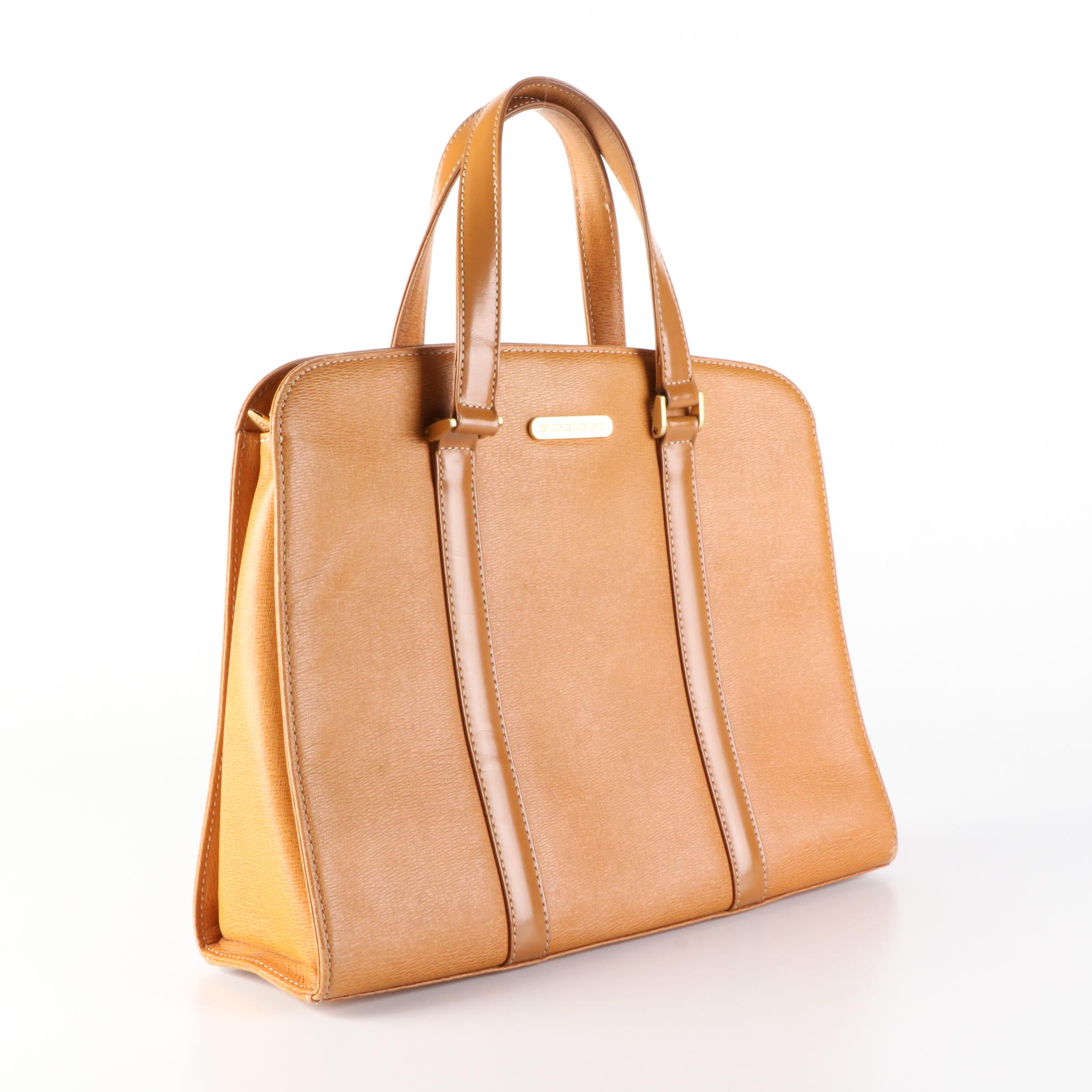 Burberry Structured Handbag in Textured and Smooth Leather