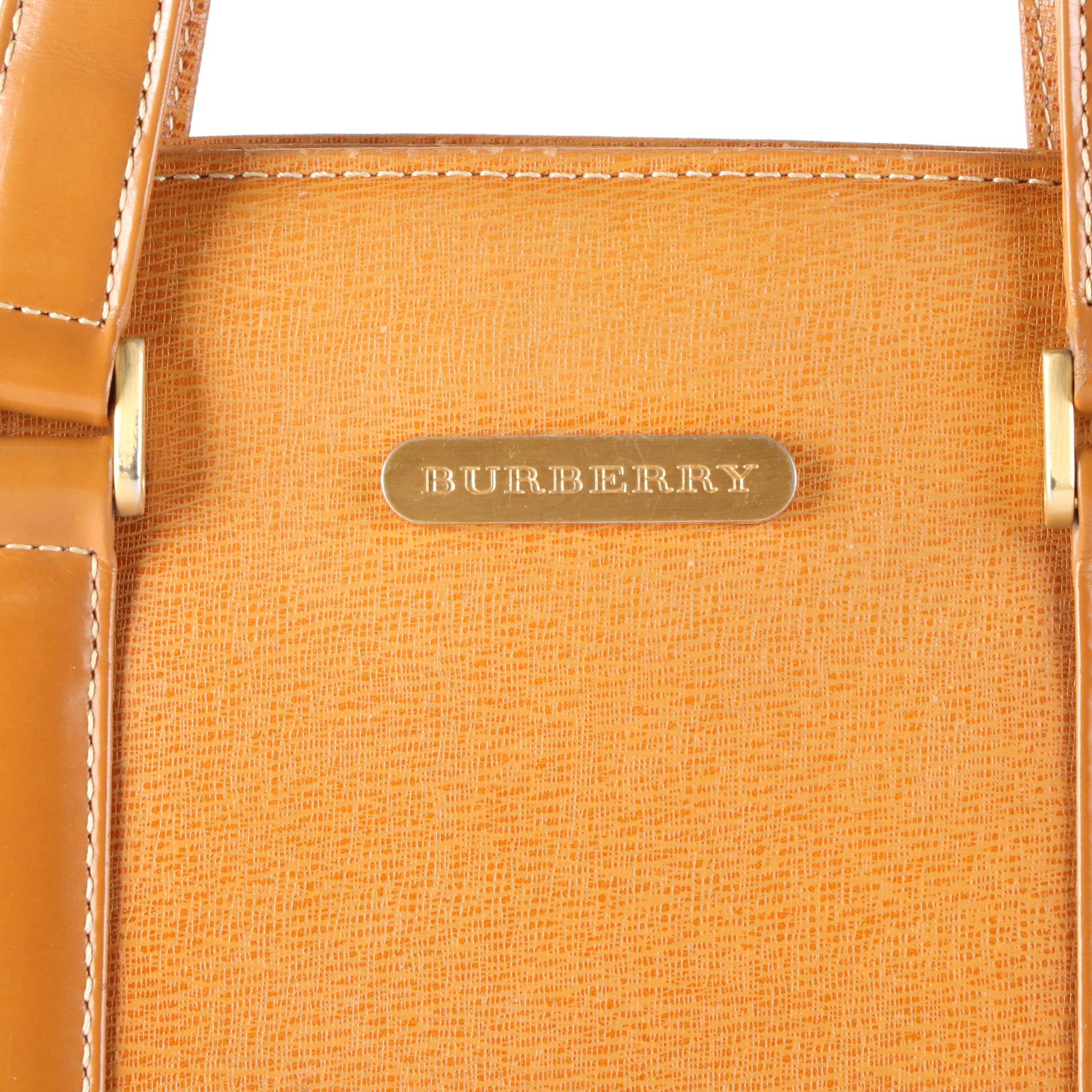 Burberry Structured Handbag in Textured and Smooth Leather