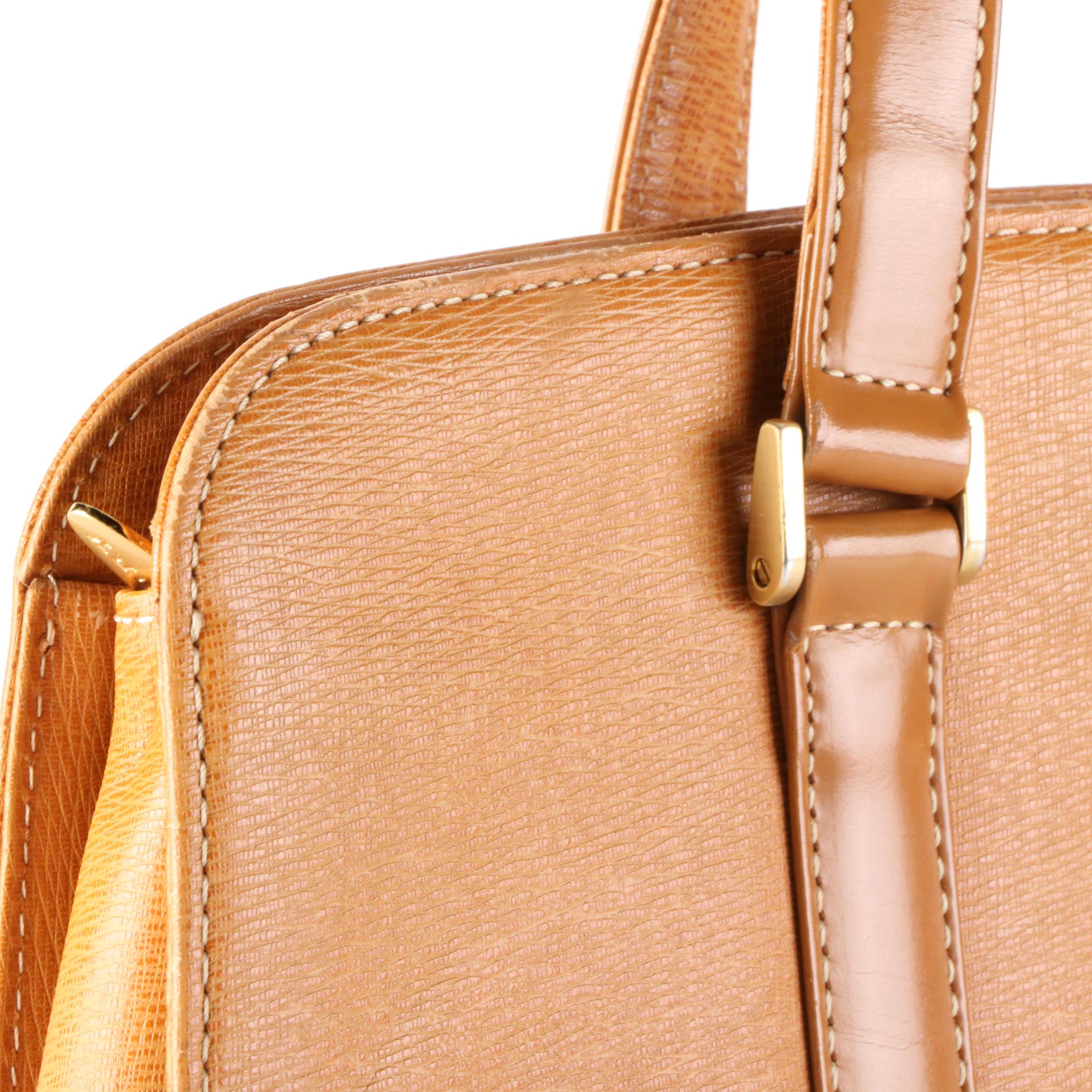 Burberry Structured Handbag in Textured and Smooth Leather