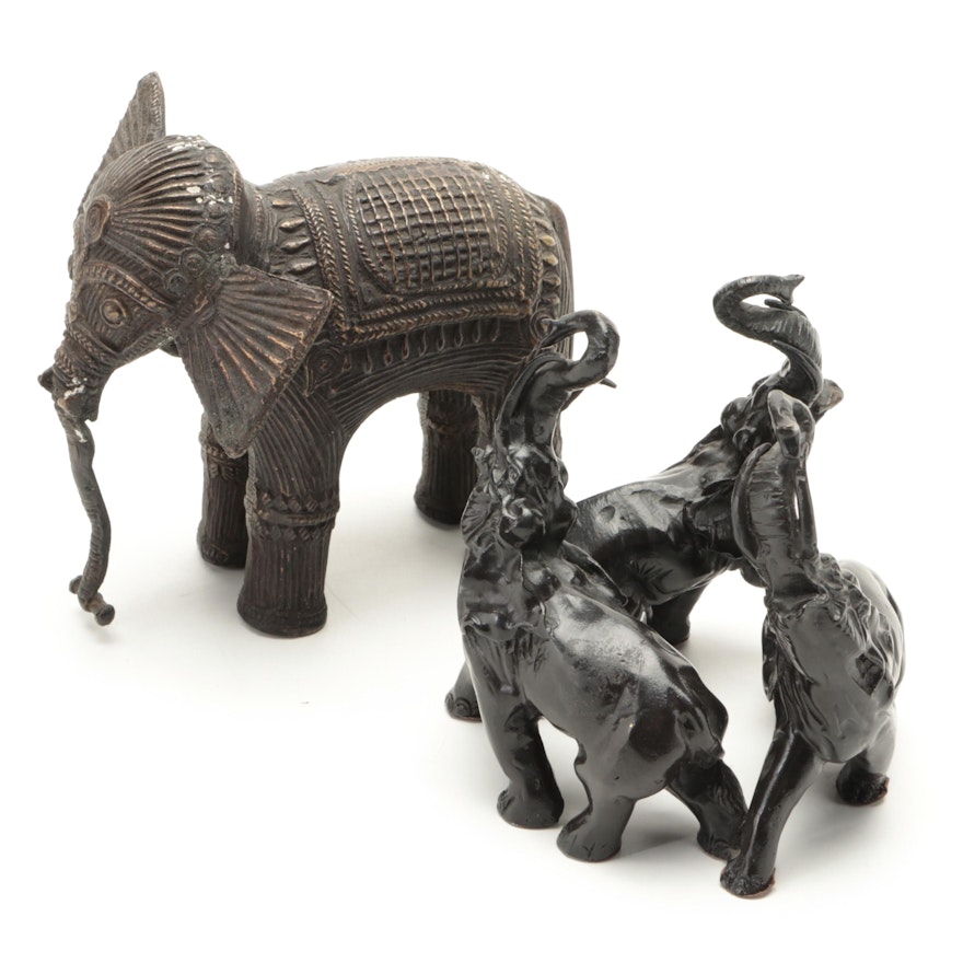 Metal Indian Style and Other Elephant Figurines