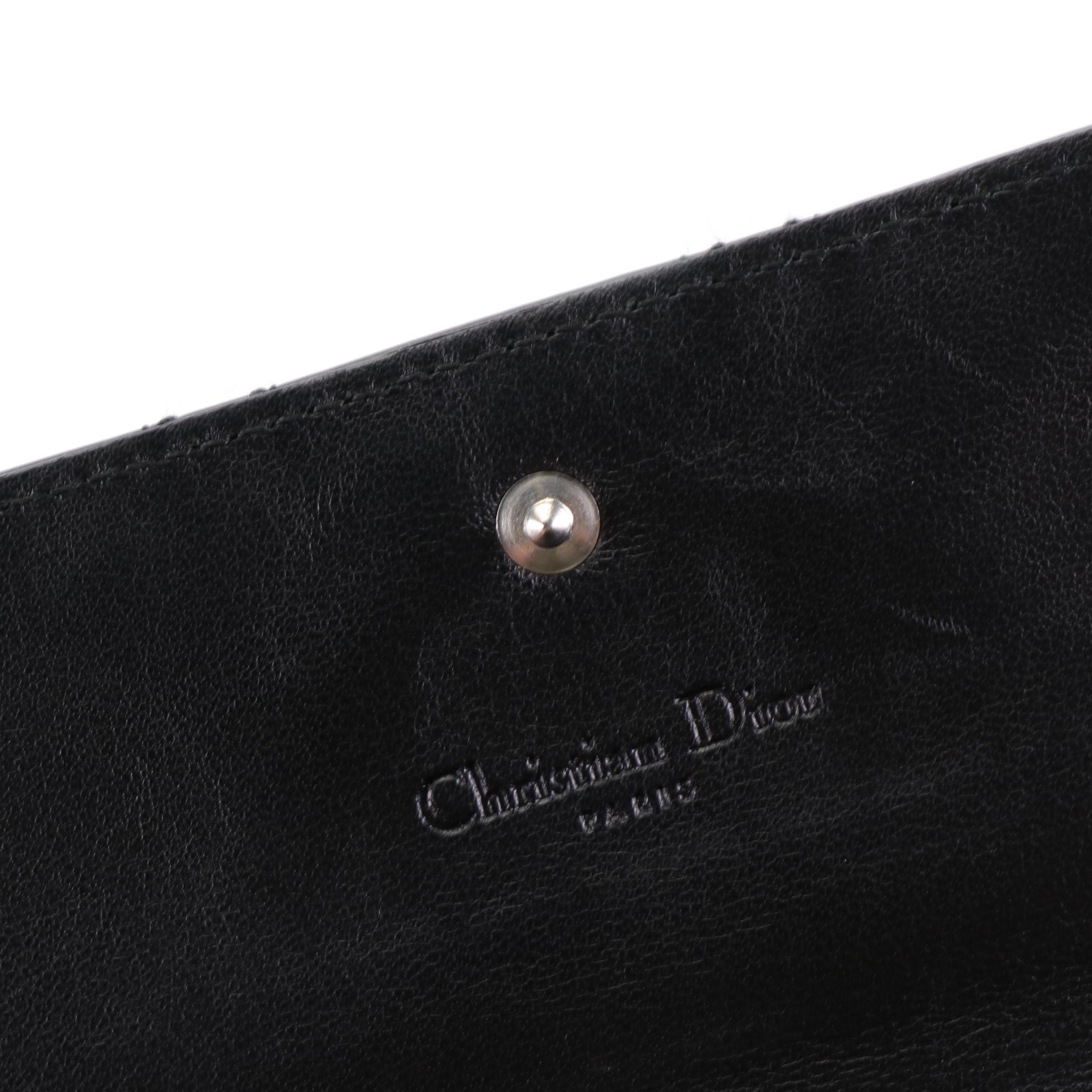 Christian Dior Wallet on Chain in Black Cannage Quilted Patent Leather