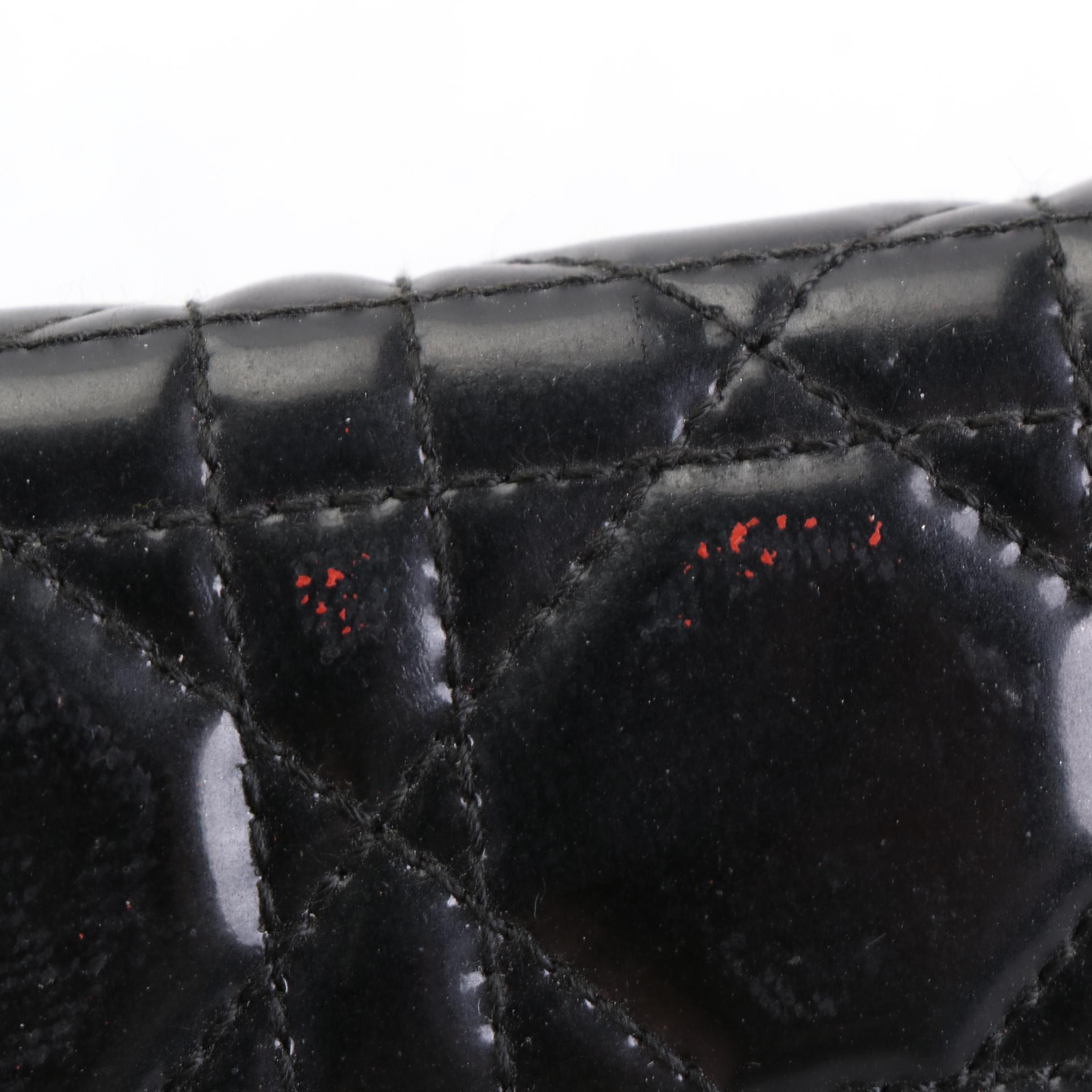 Christian Dior Wallet on Chain in Black Cannage Quilted Patent Leather