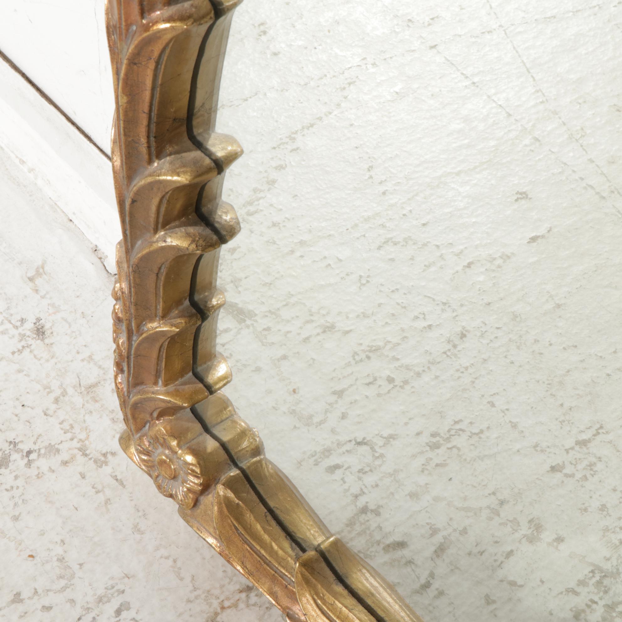 Wall Mirror with Gold Toned Floral Frame, 21st Century