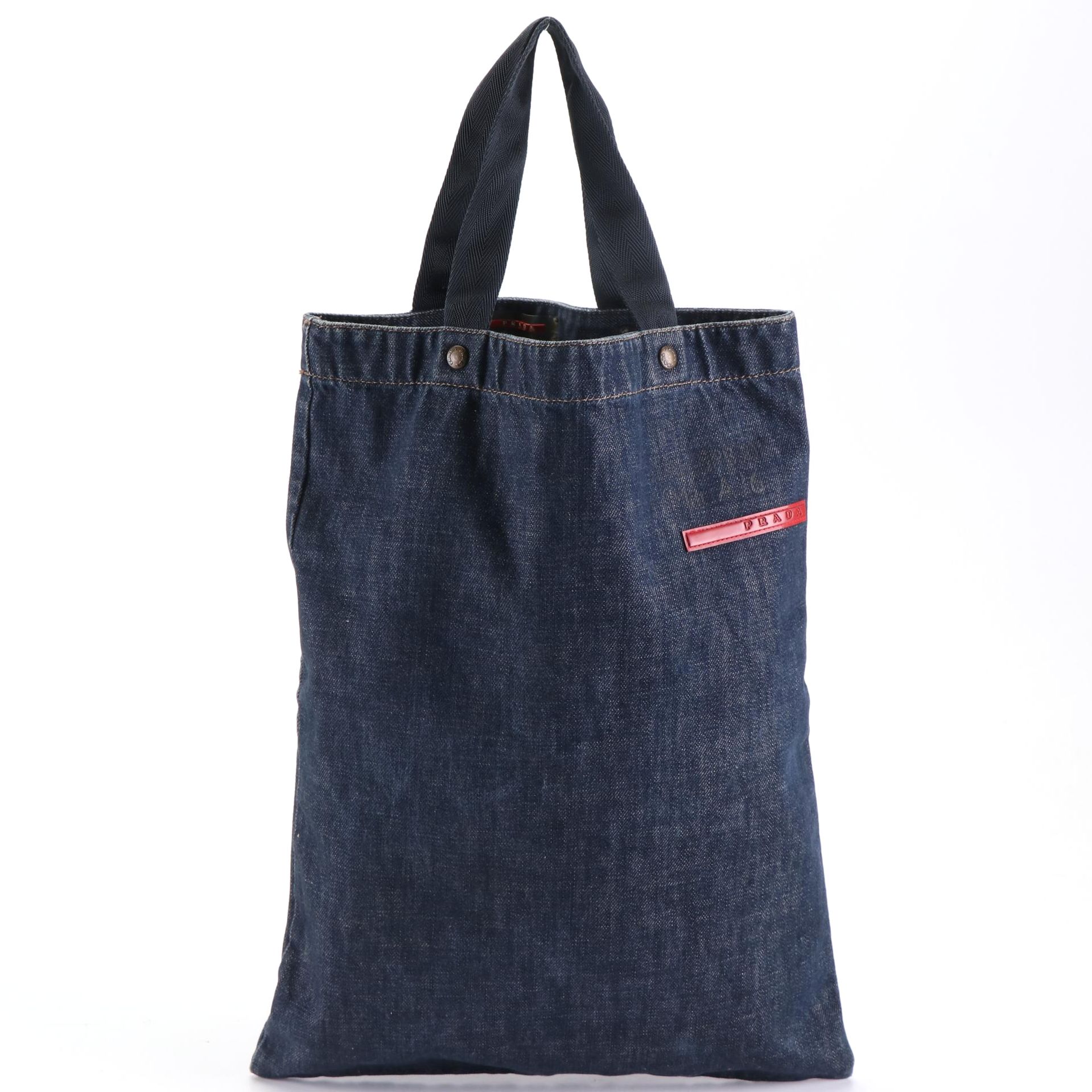 Prada Linea Rossa Sports Tote Bag in Blue Denim