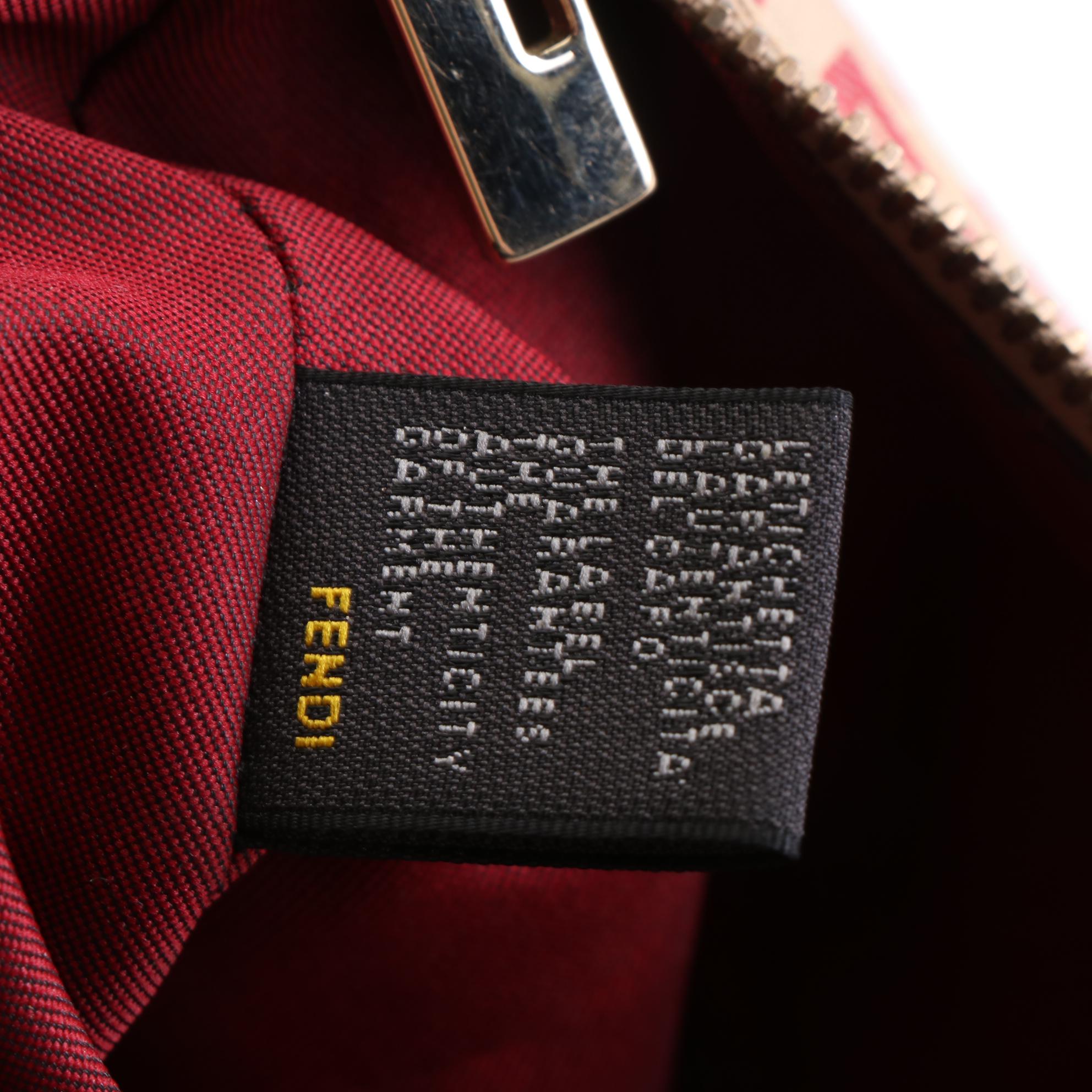 Fendi Tote Bag in Zucchino Canvas and Red Leather