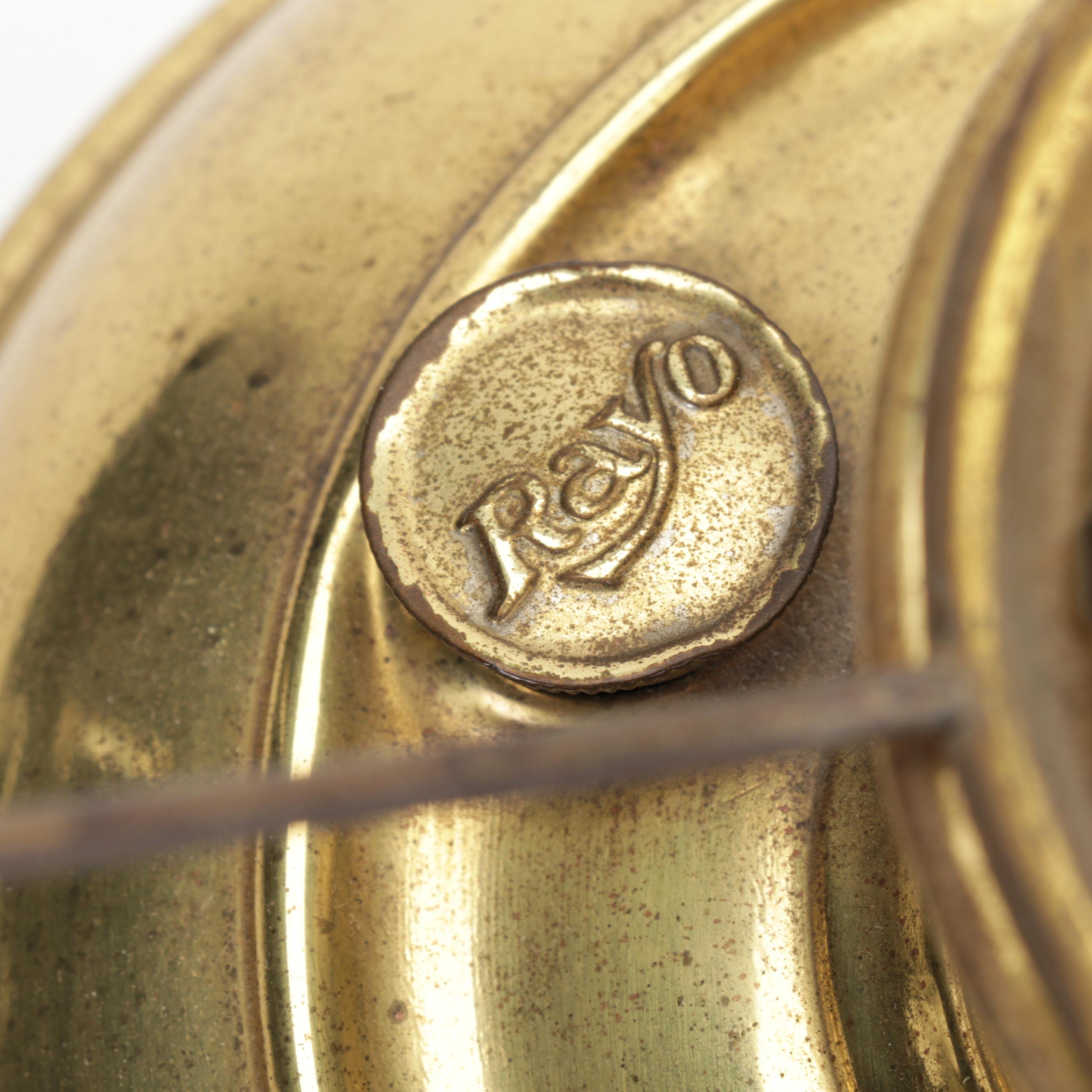 Brass Electrified Oil Lamp with Glass Shade an 1862 Framed Handwritten Letters