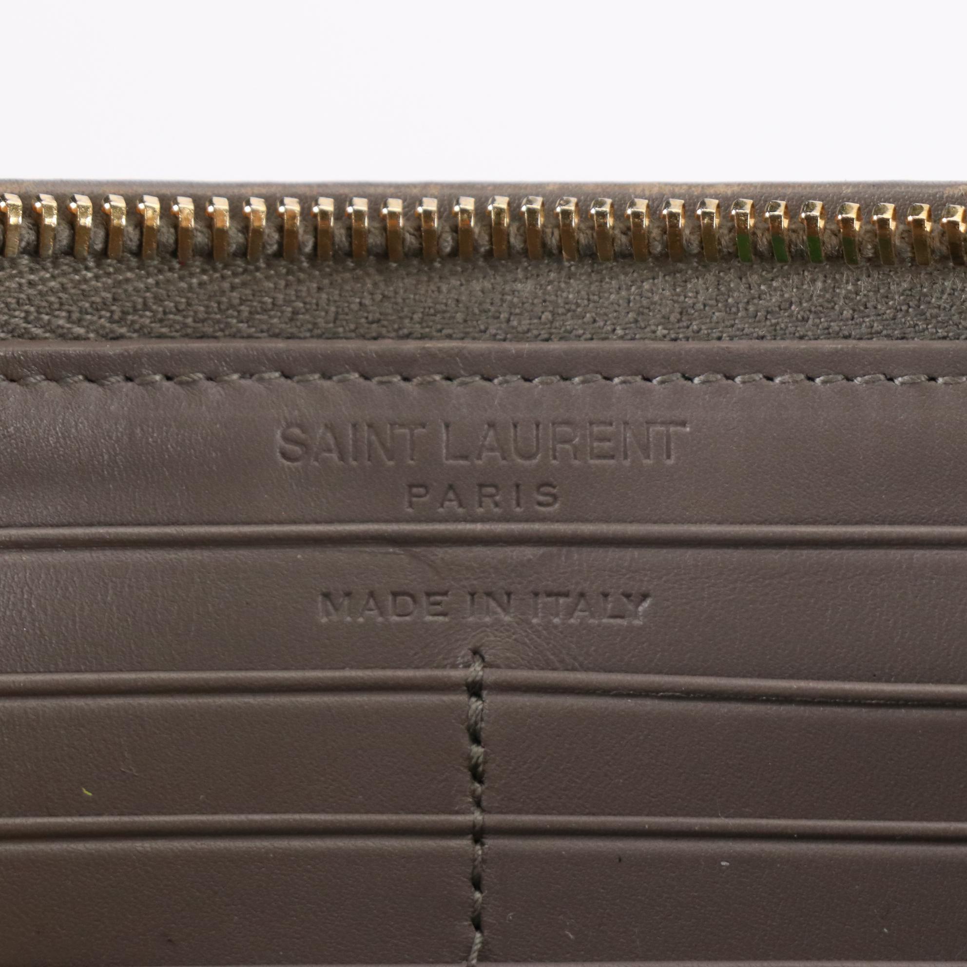 Saint Laurent Zip-Around Wallet in Calfskin Leather with Box