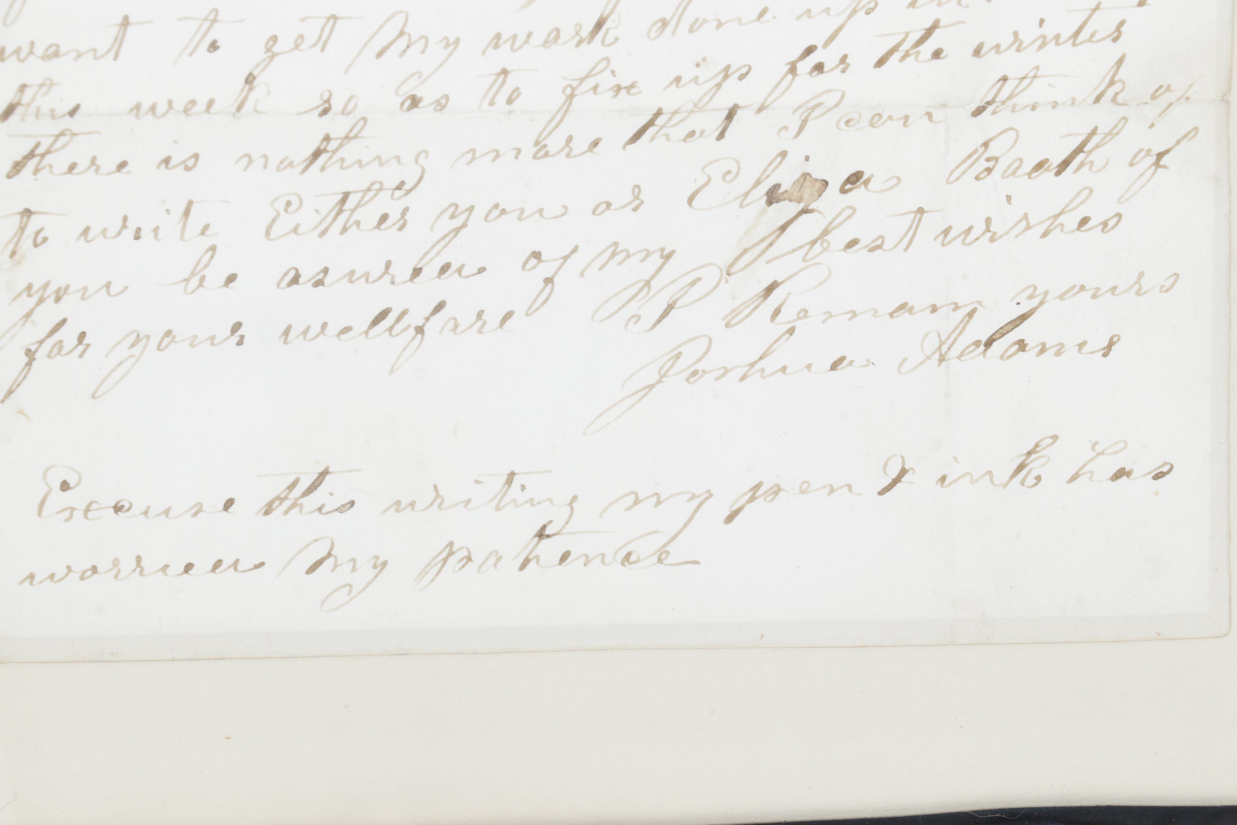 Brass Electrified Oil Lamp with Glass Shade an 1862 Framed Handwritten Letters