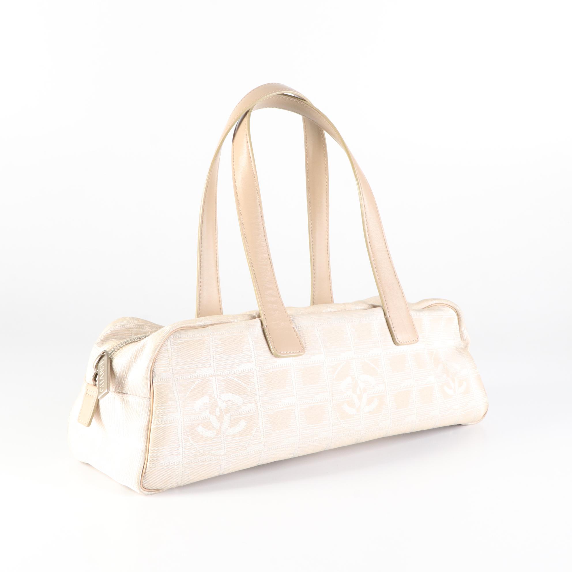 Chanel Travel Line Small Baguette Tote Bag in Jacquard Canvas and Leather