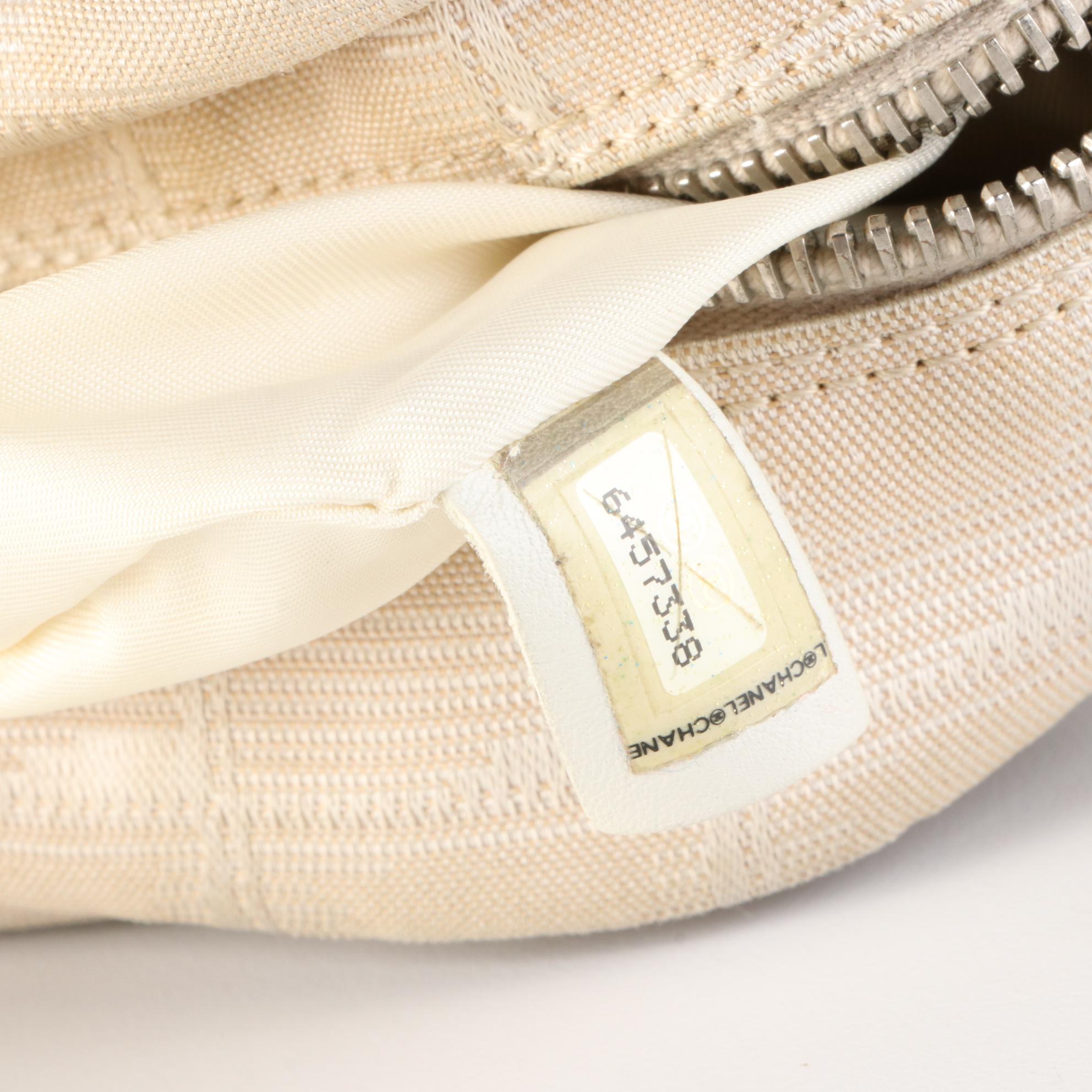 Chanel Travel Line Small Baguette Tote Bag in Jacquard Canvas and Leather