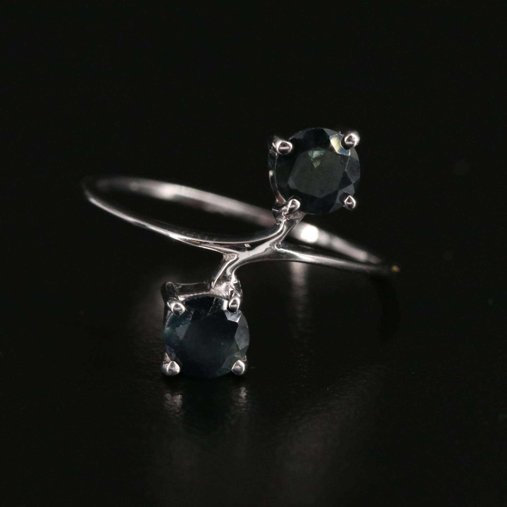 Sterling Sapphire Two Stone Ring