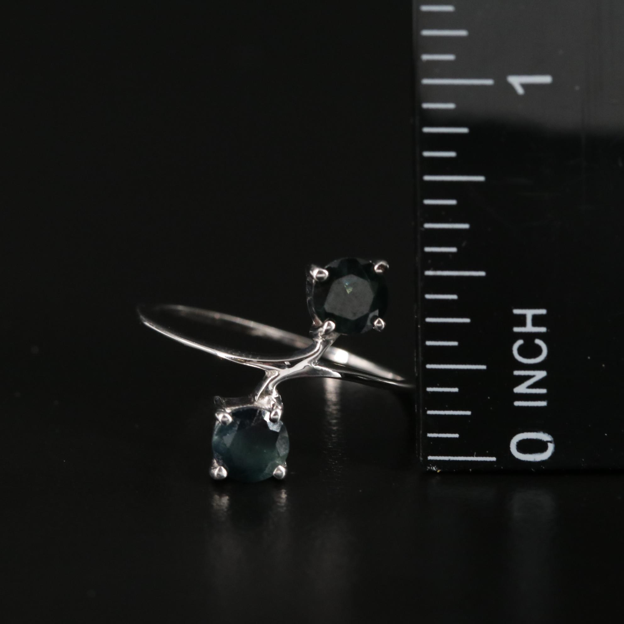 Sterling Sapphire Two Stone Ring