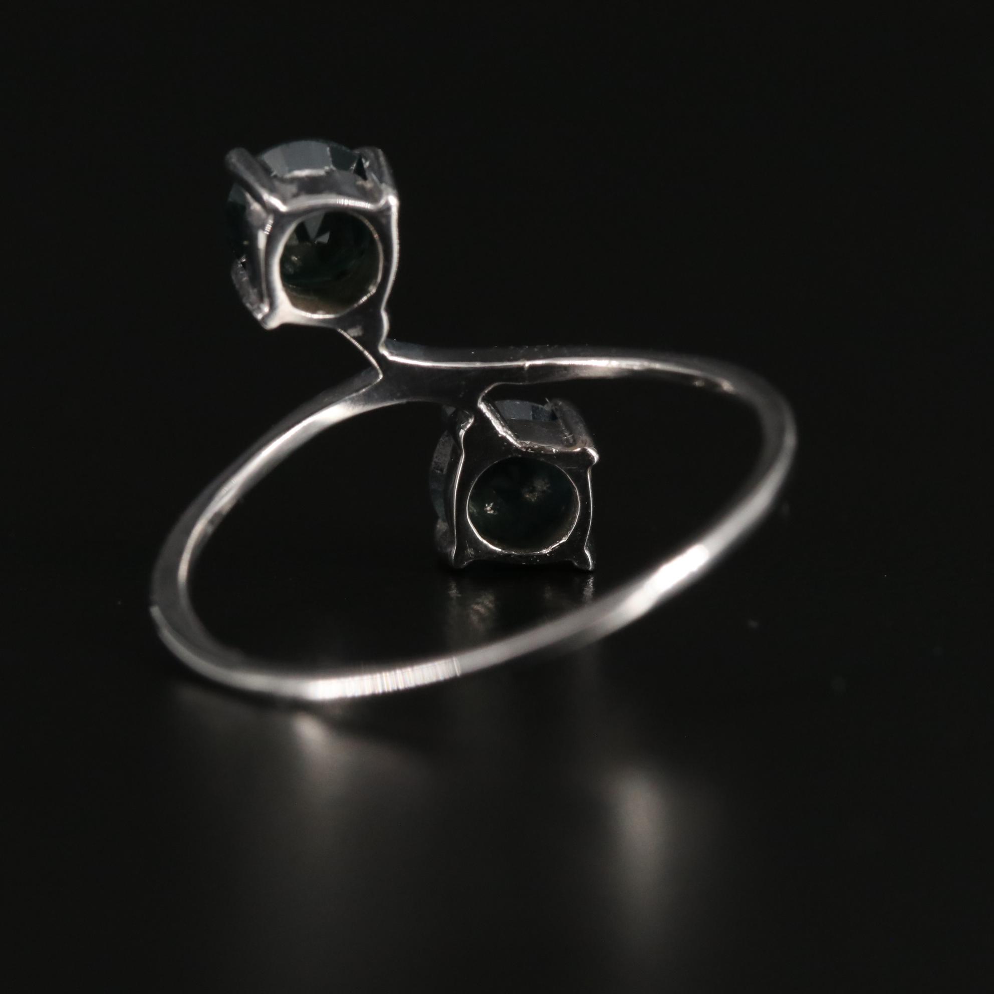Sterling Sapphire Two Stone Ring