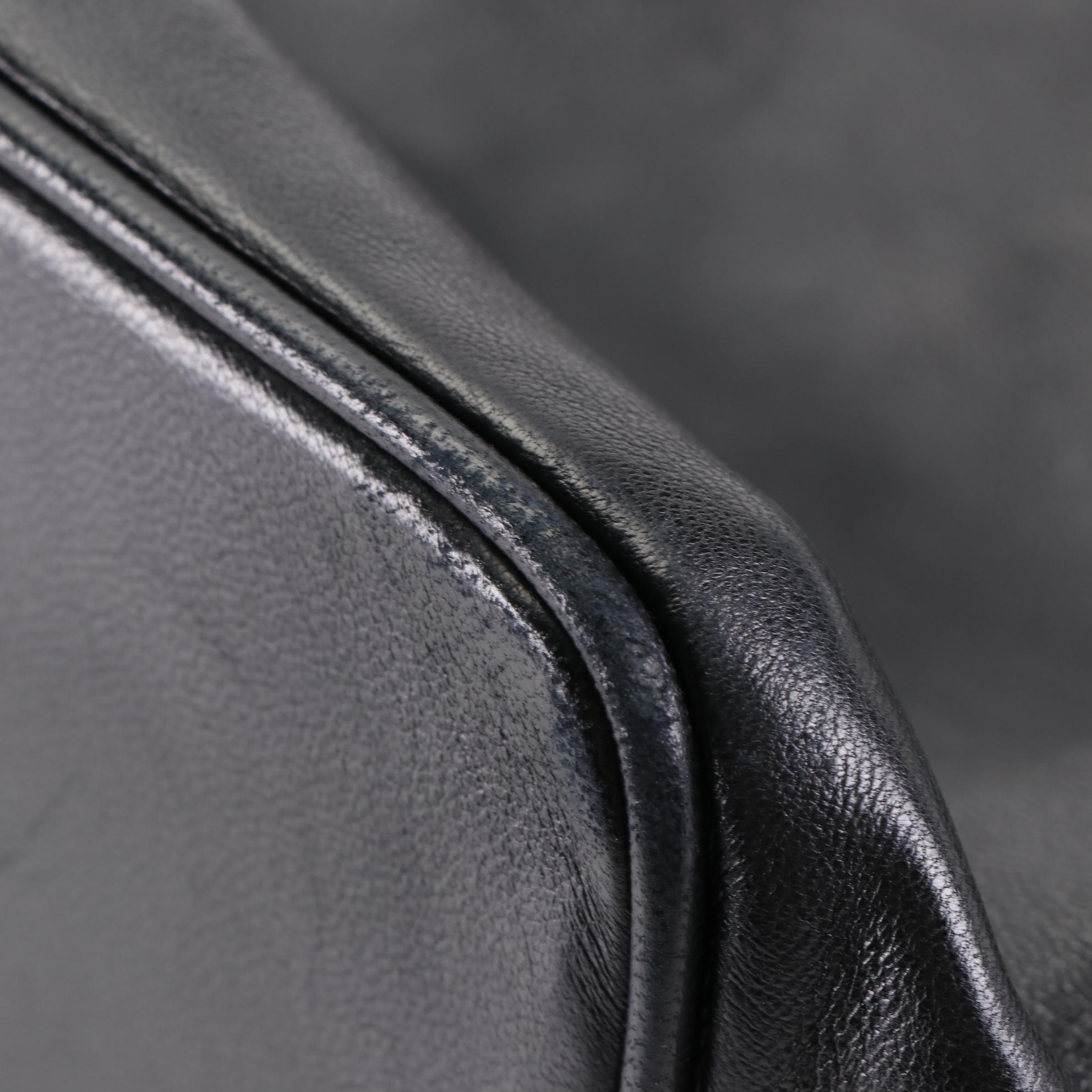 Chanel CC Drawstring Bucket Bag in Black Leather with Zip Pouch