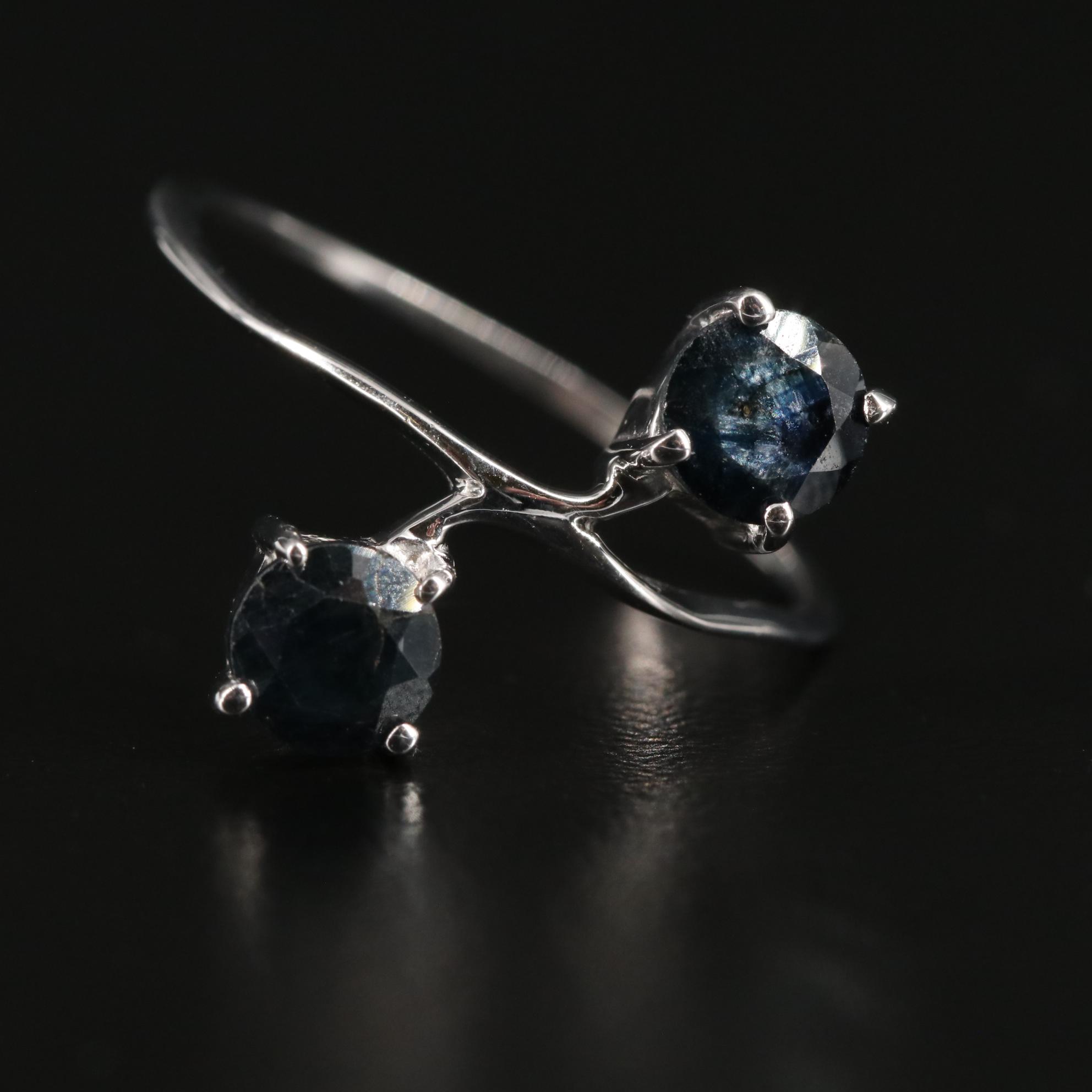 Sterling Sapphire Two Stone Ring
