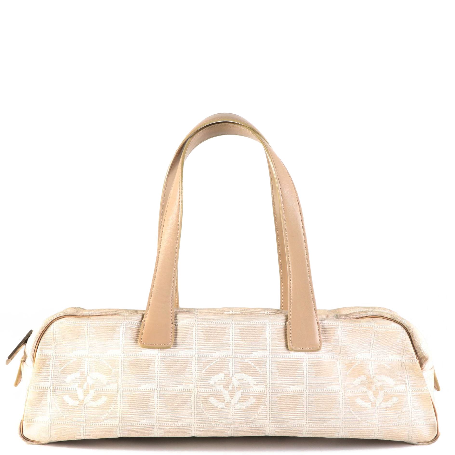 Chanel Travel Line Small Baguette Tote Bag in Jacquard Canvas and Leather