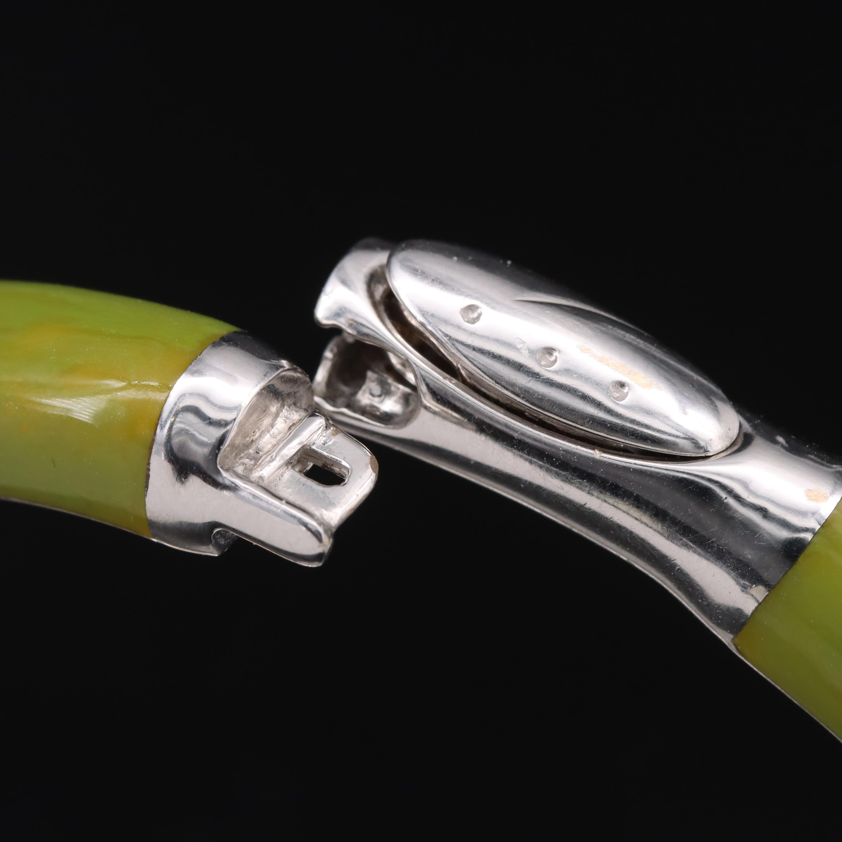 La Nouvelle Bague Sterling and 18K Enamel Swirl Design Bangle