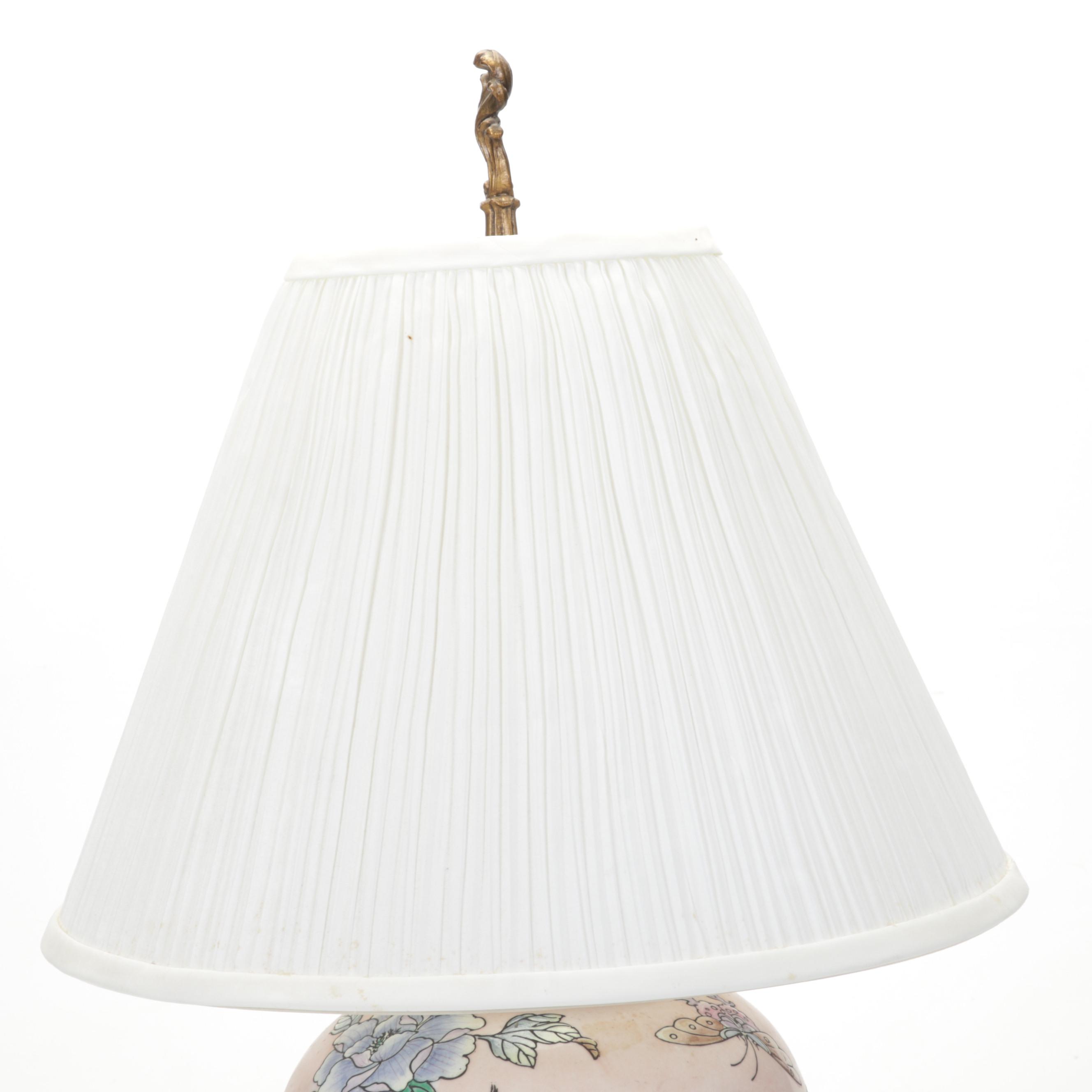 Hand-Painted Porcelain Table Lamp, Late 20th Century