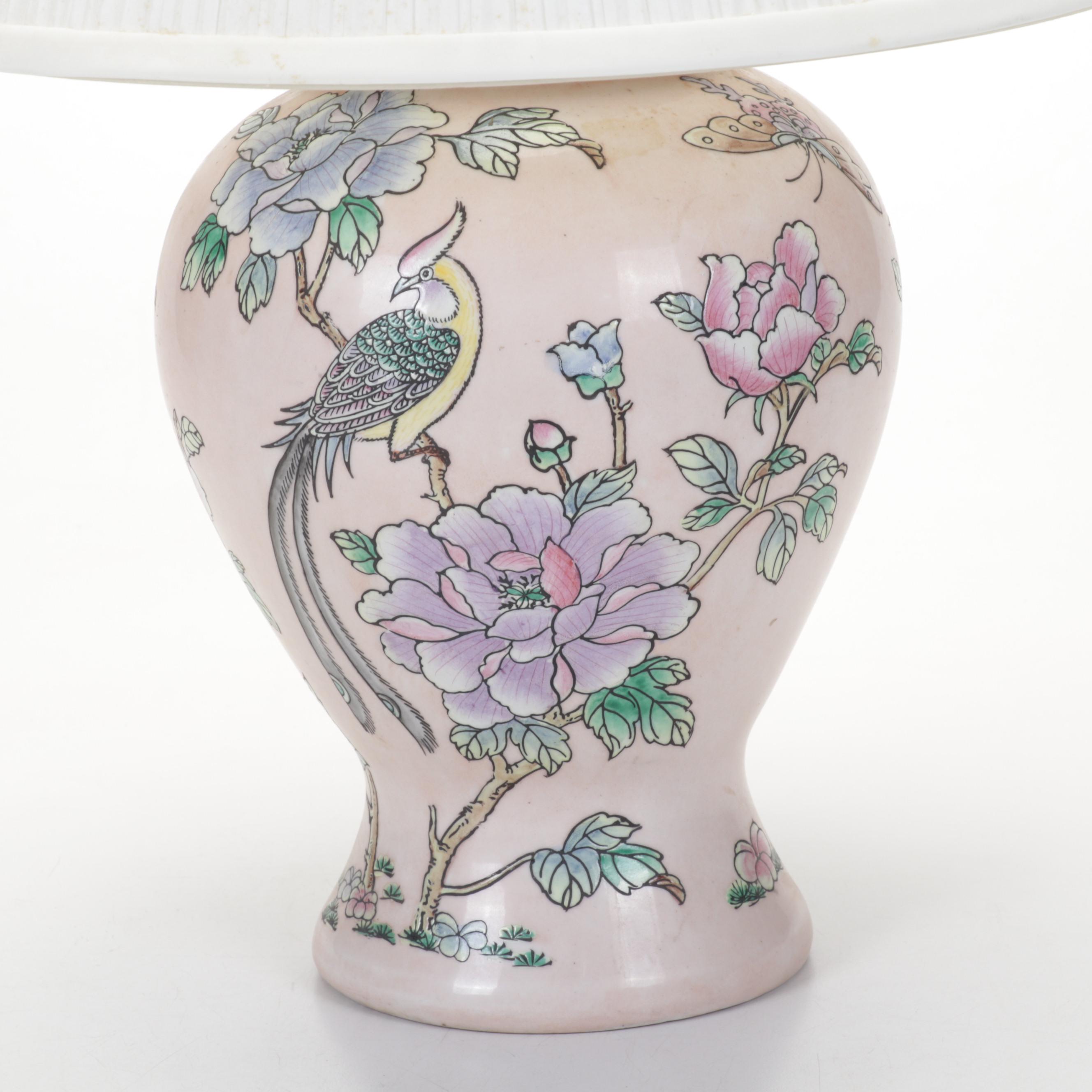 Hand-Painted Porcelain Table Lamp, Late 20th Century