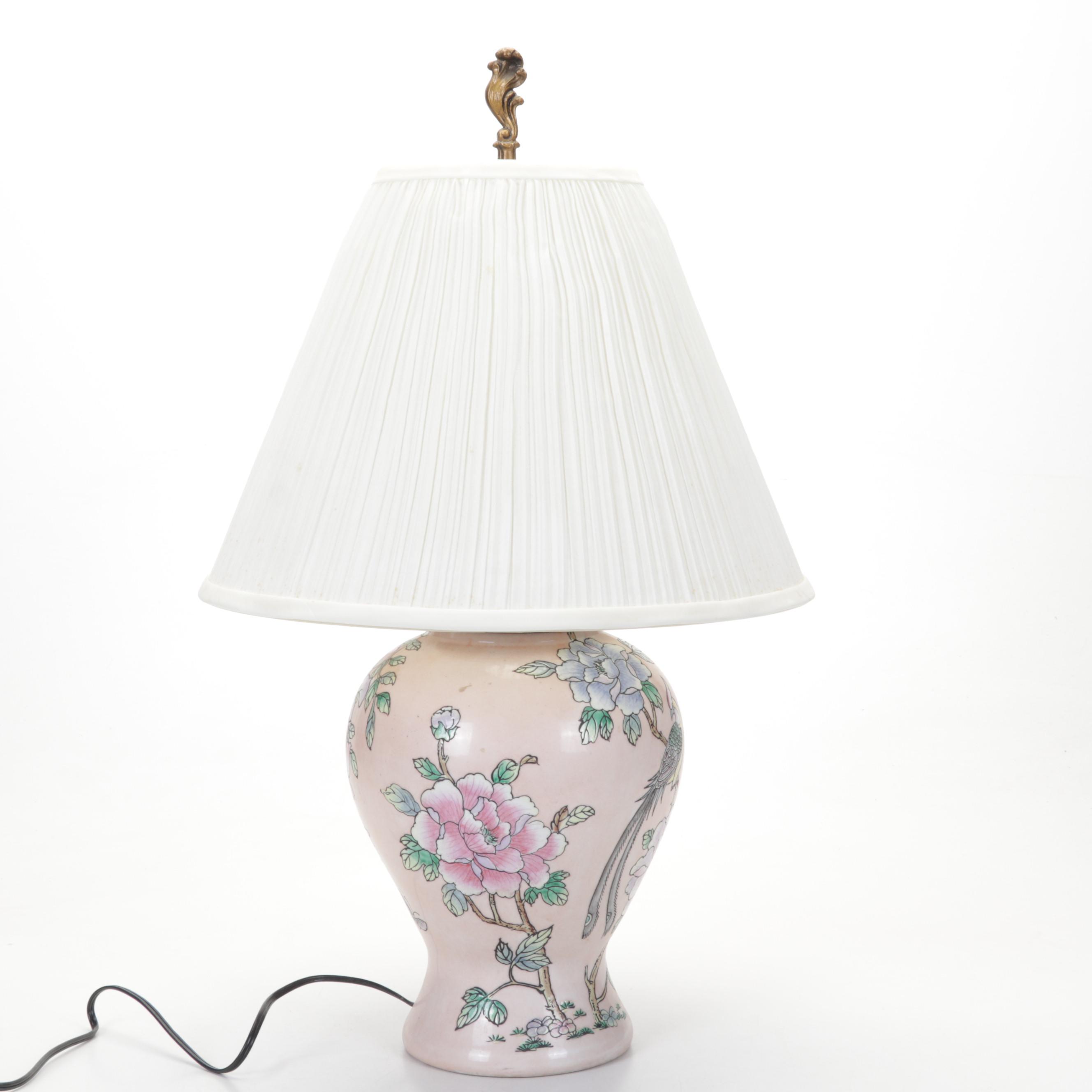 Hand-Painted Porcelain Table Lamp, Late 20th Century