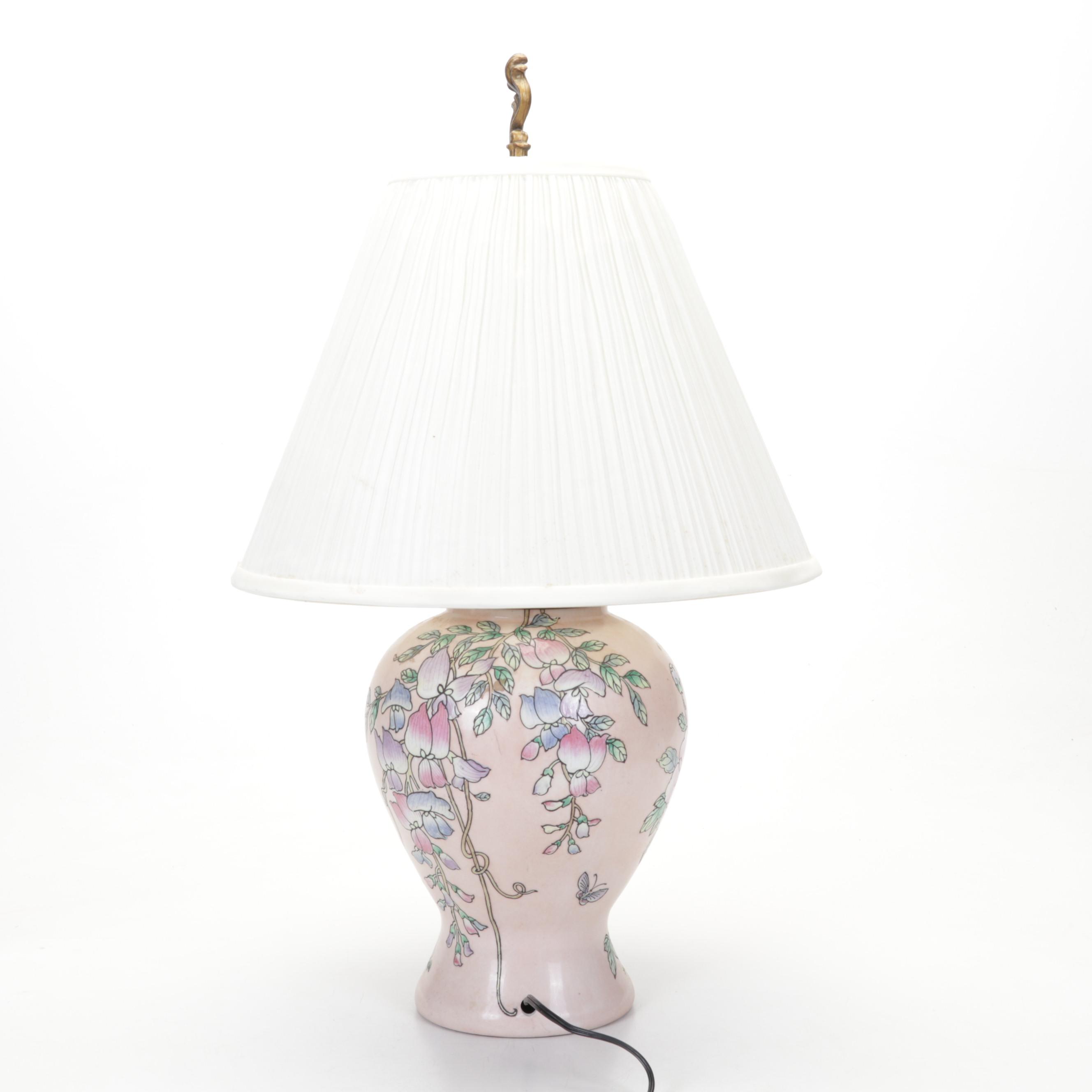 Hand-Painted Porcelain Table Lamp, Late 20th Century
