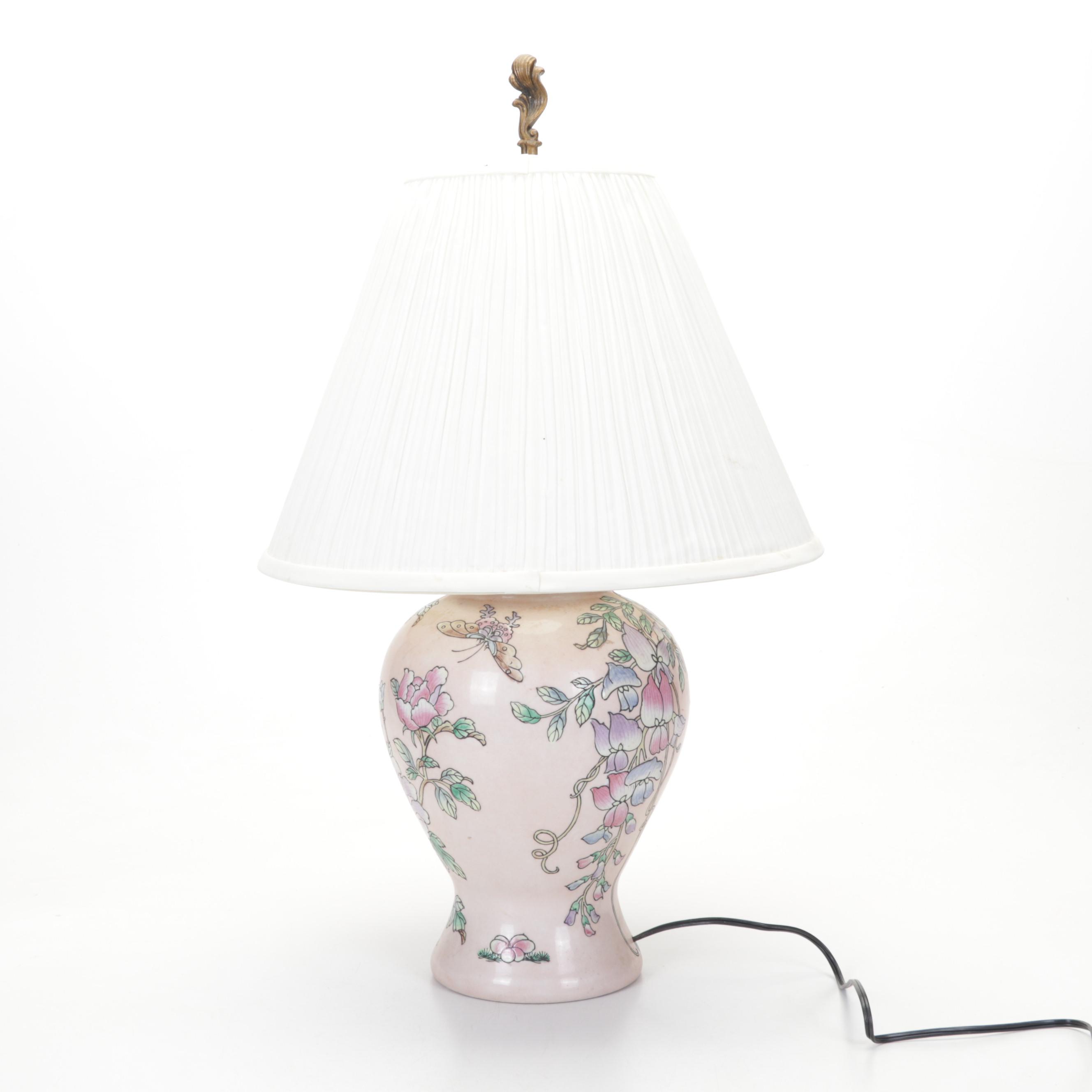 Hand-Painted Porcelain Table Lamp, Late 20th Century